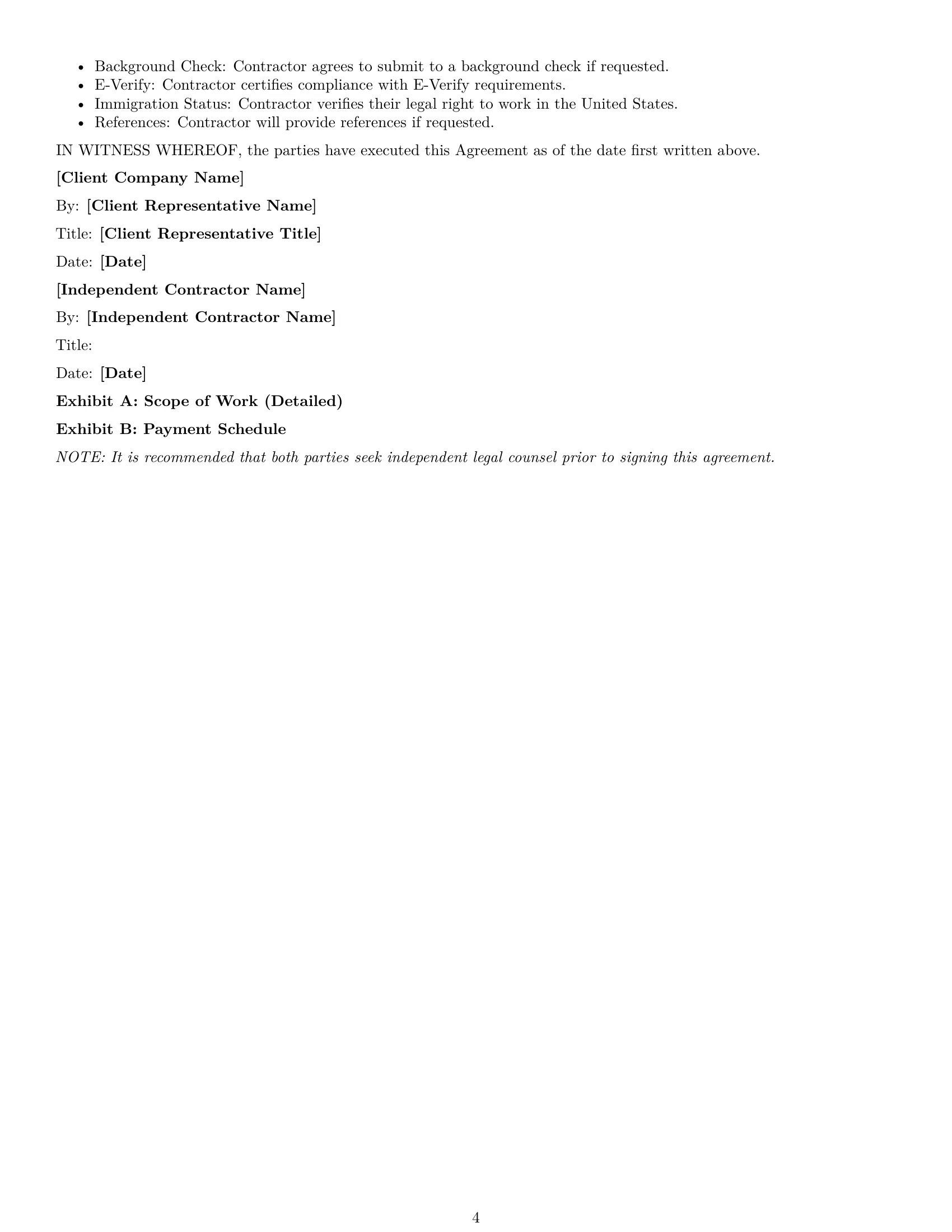 Preview page 4 of Free Arizona independent contractor agreement template