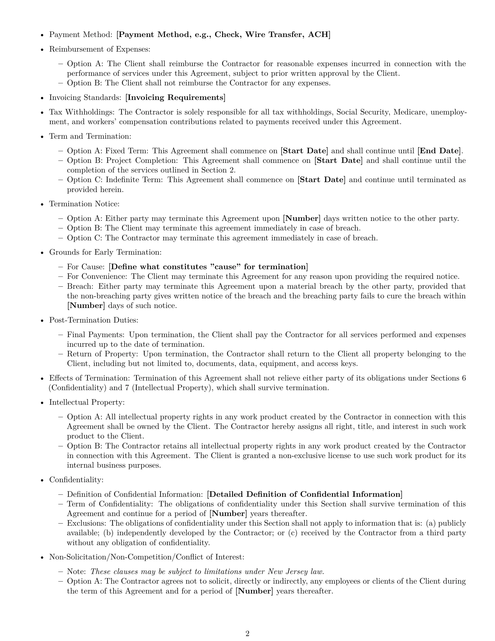 Preview page 2 of Free New Jersey independent contractor agreement template