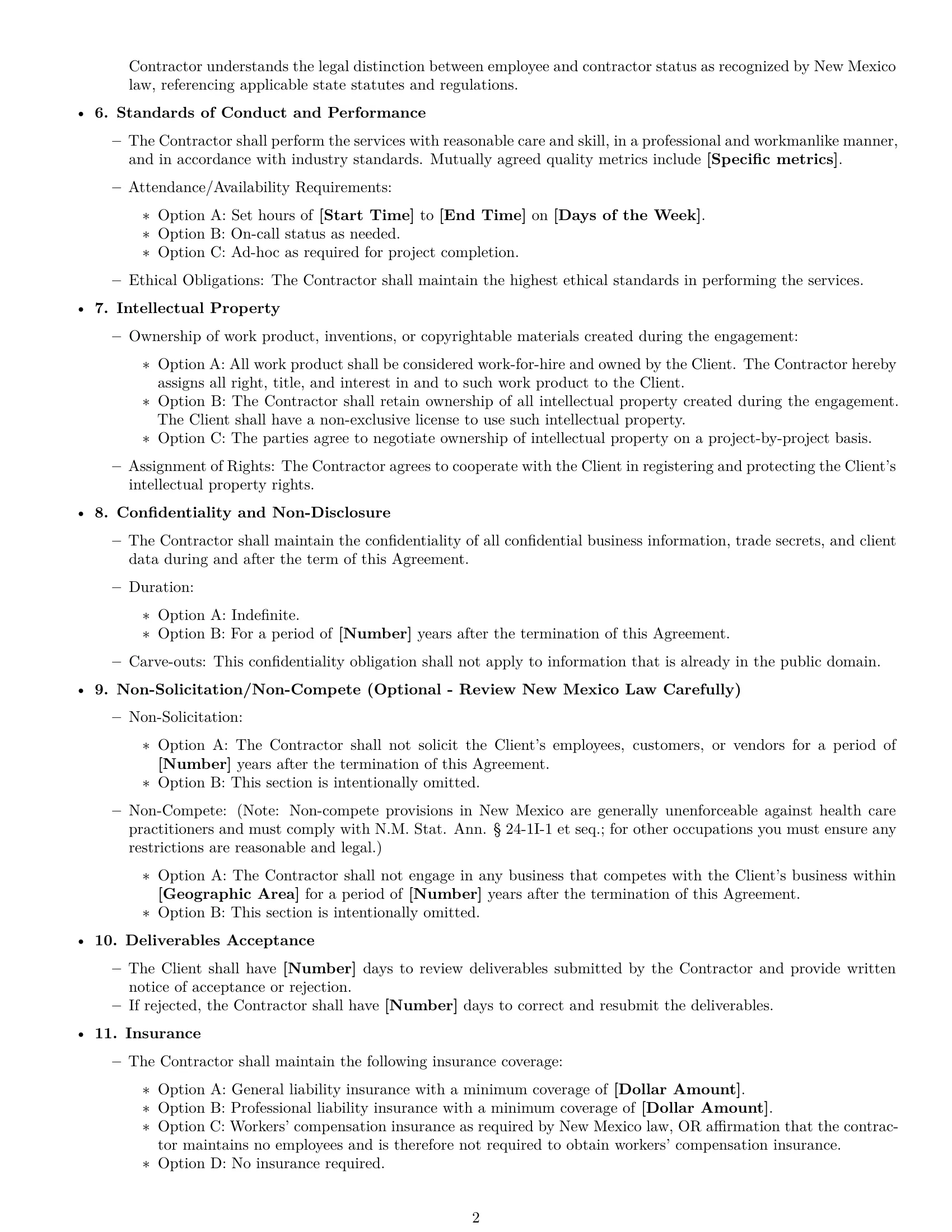 Preview page 2 of Free New Mexico independent contractor agreement template
