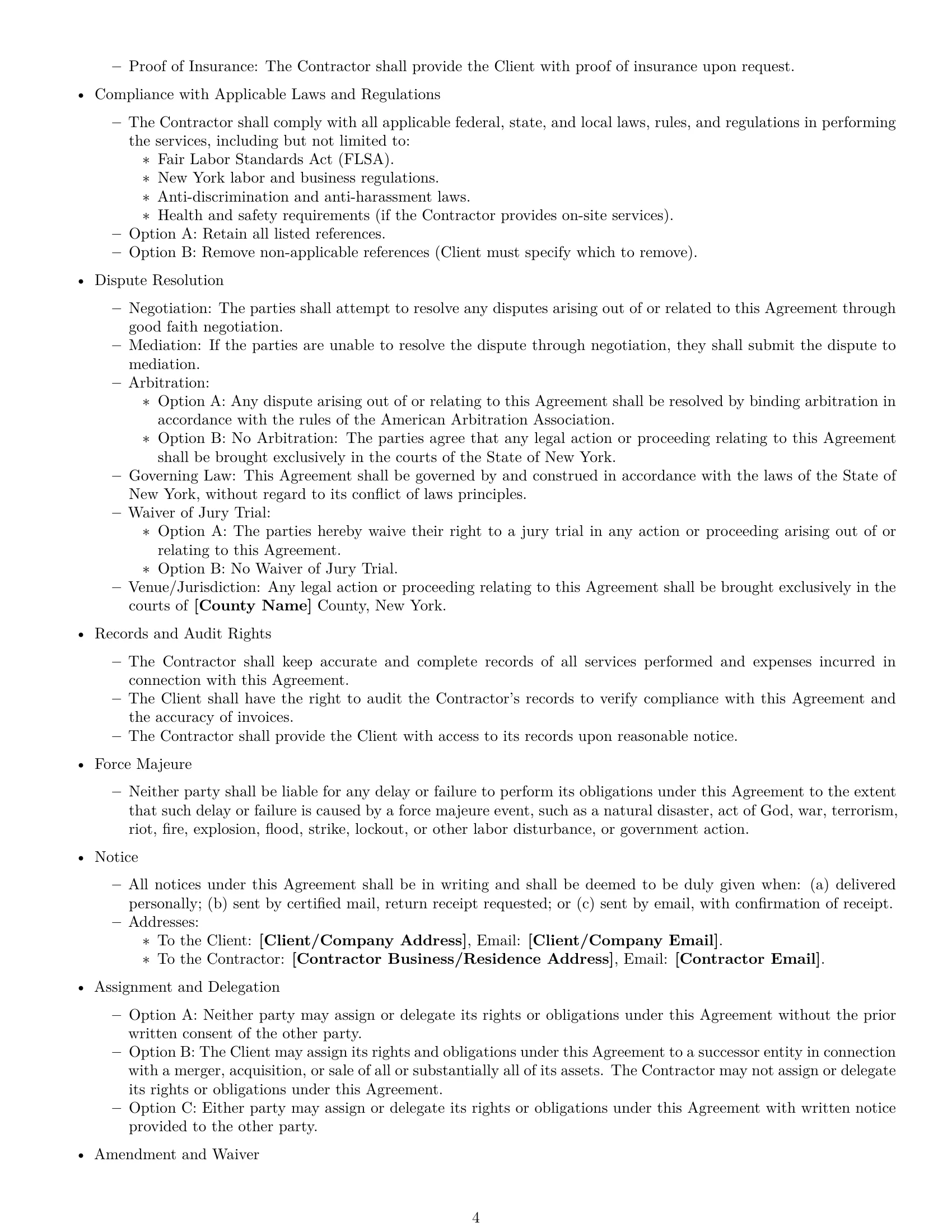 Preview page 4 of Free New York independent contractor agreement template