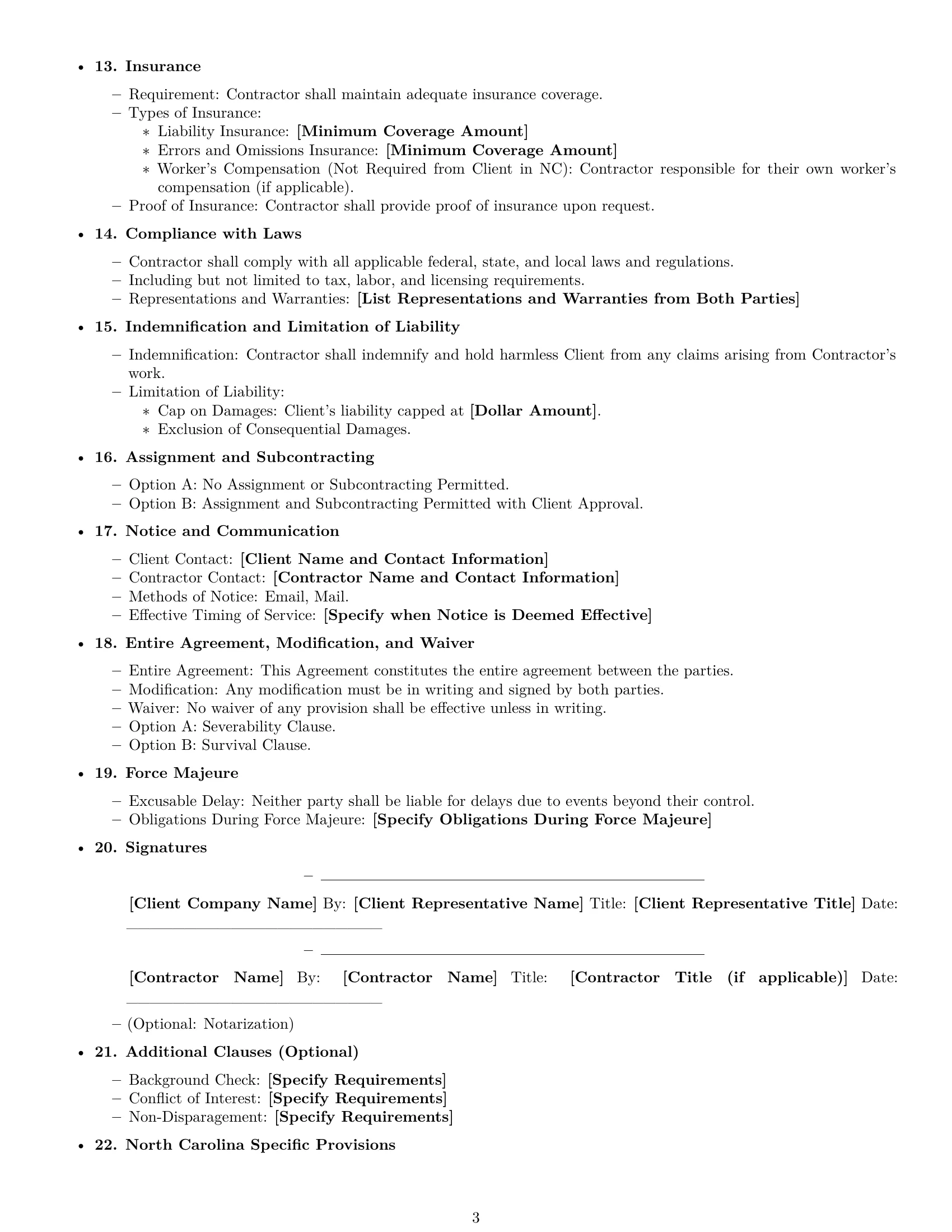 Preview page 3 of Free North Carolina independent contractor agreement template