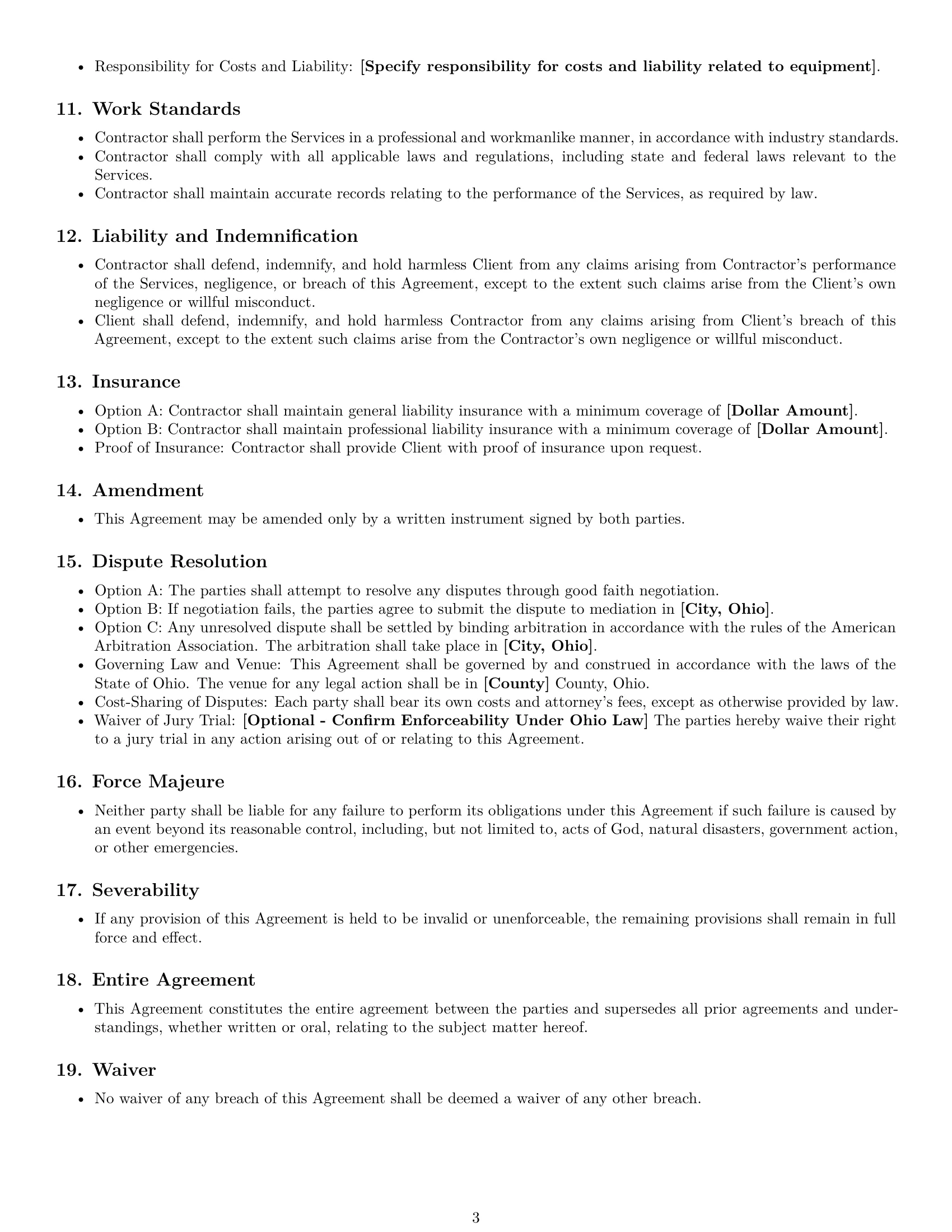 Preview page 3 of Free Ohio independent contractor agreement template