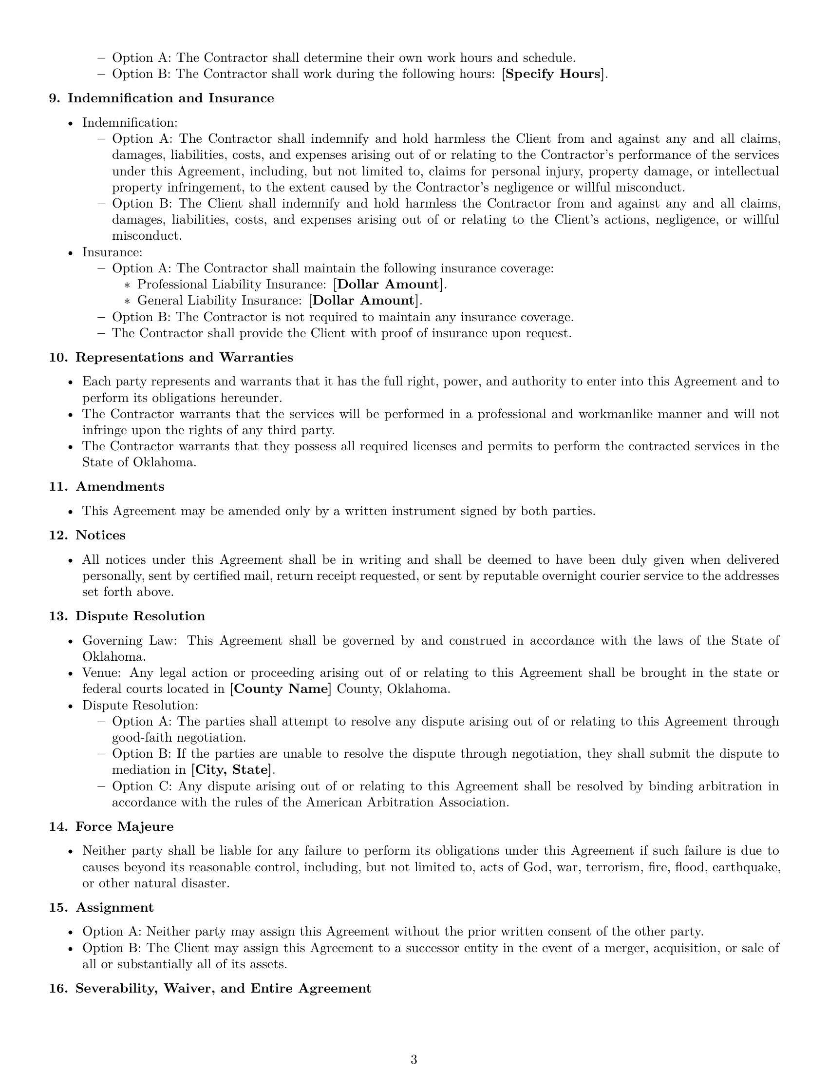 Preview page 3 of Free Oklahoma independent contractor agreement template
