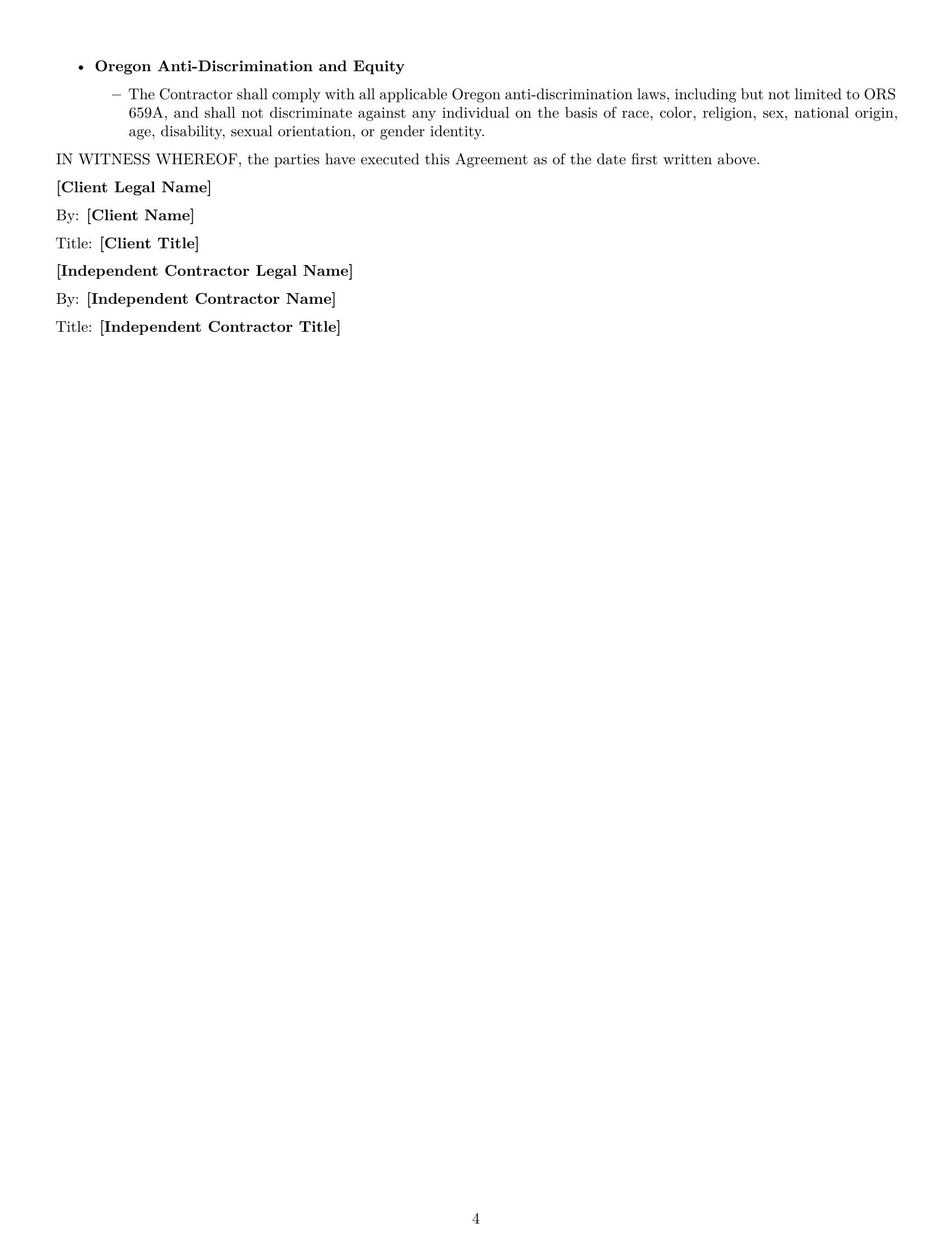 Preview page 4 of Free Oregon independent contractor agreement template