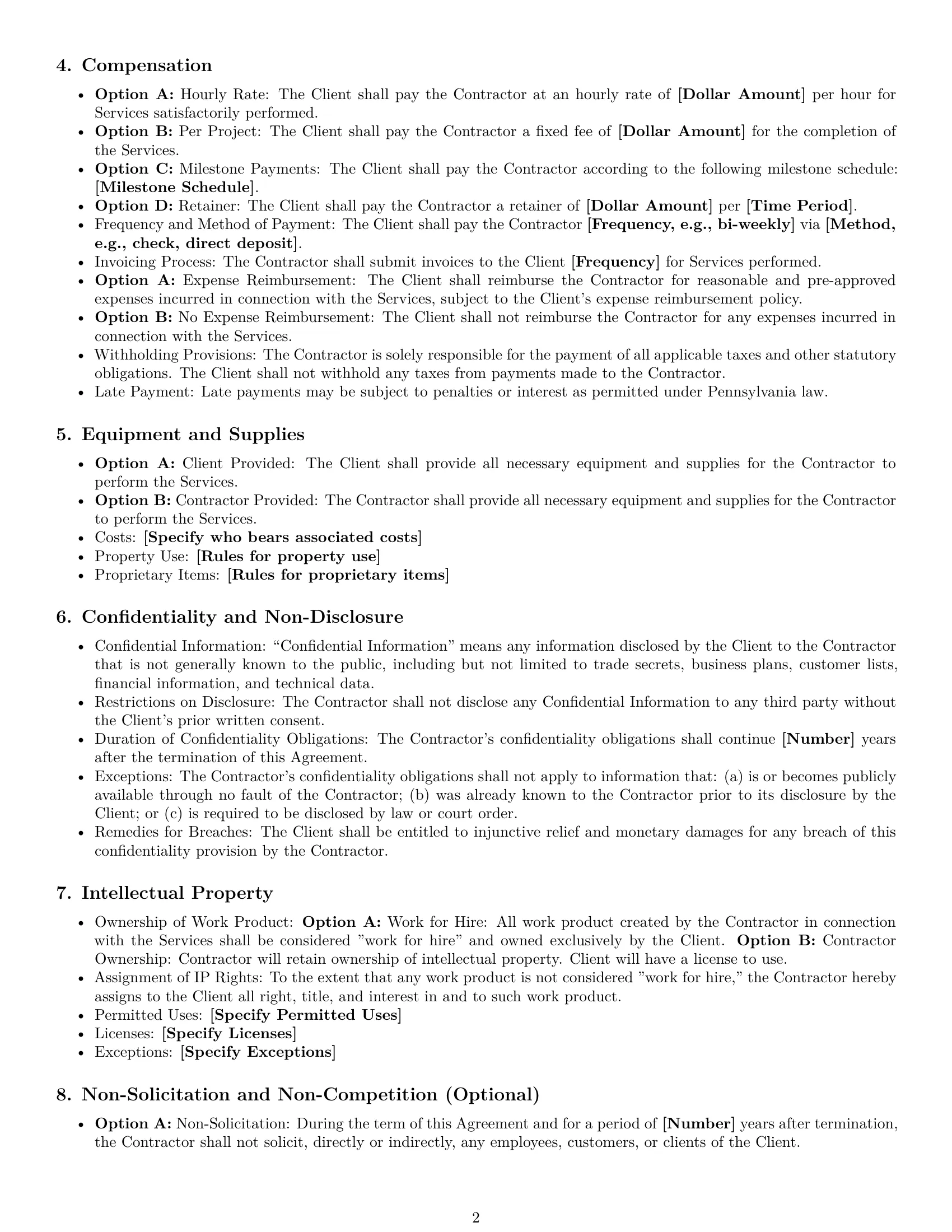 Preview page 2 of Free Pennsylvania independent contractor agreement template