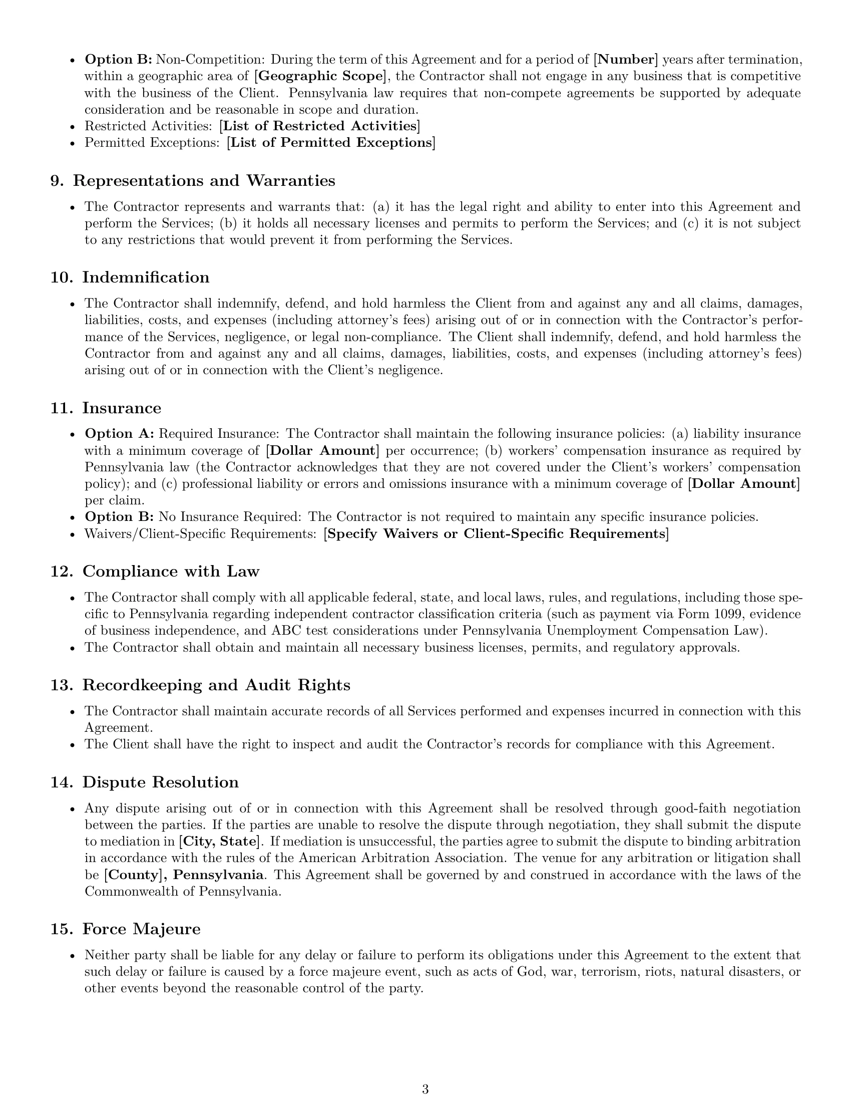 Preview page 3 of Free Pennsylvania independent contractor agreement template