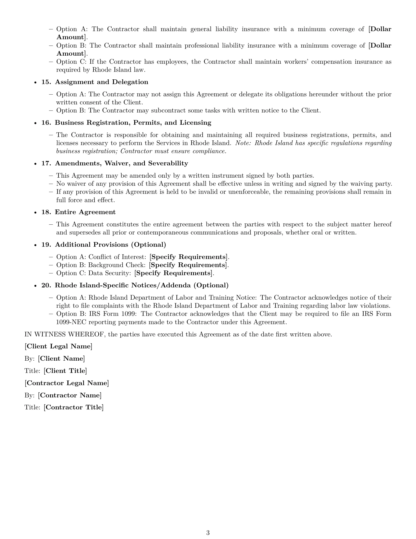 Preview page 3 of Free Rhode Island independent contractor agreement template