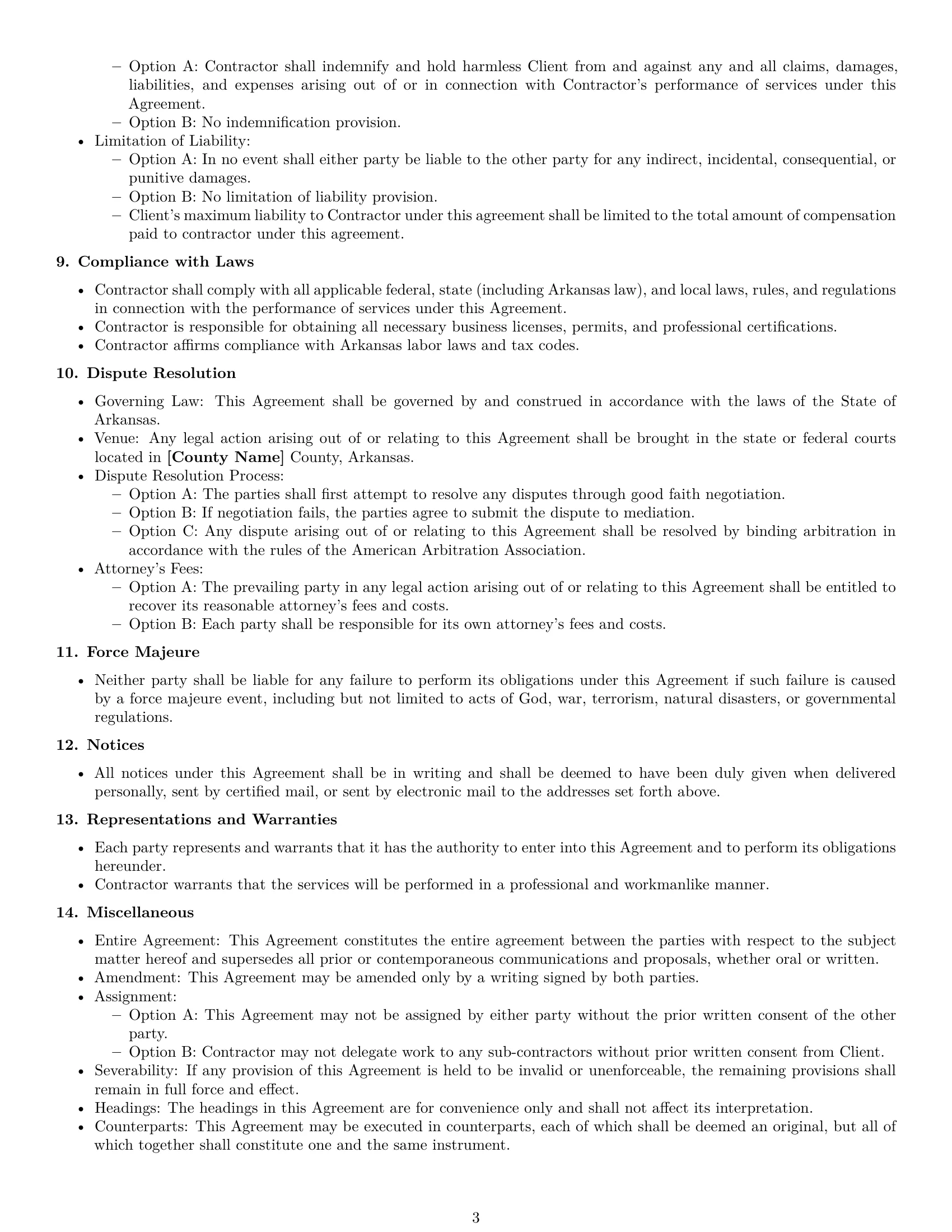 Preview page 3 of Free Arkansas independent contractor agreement template