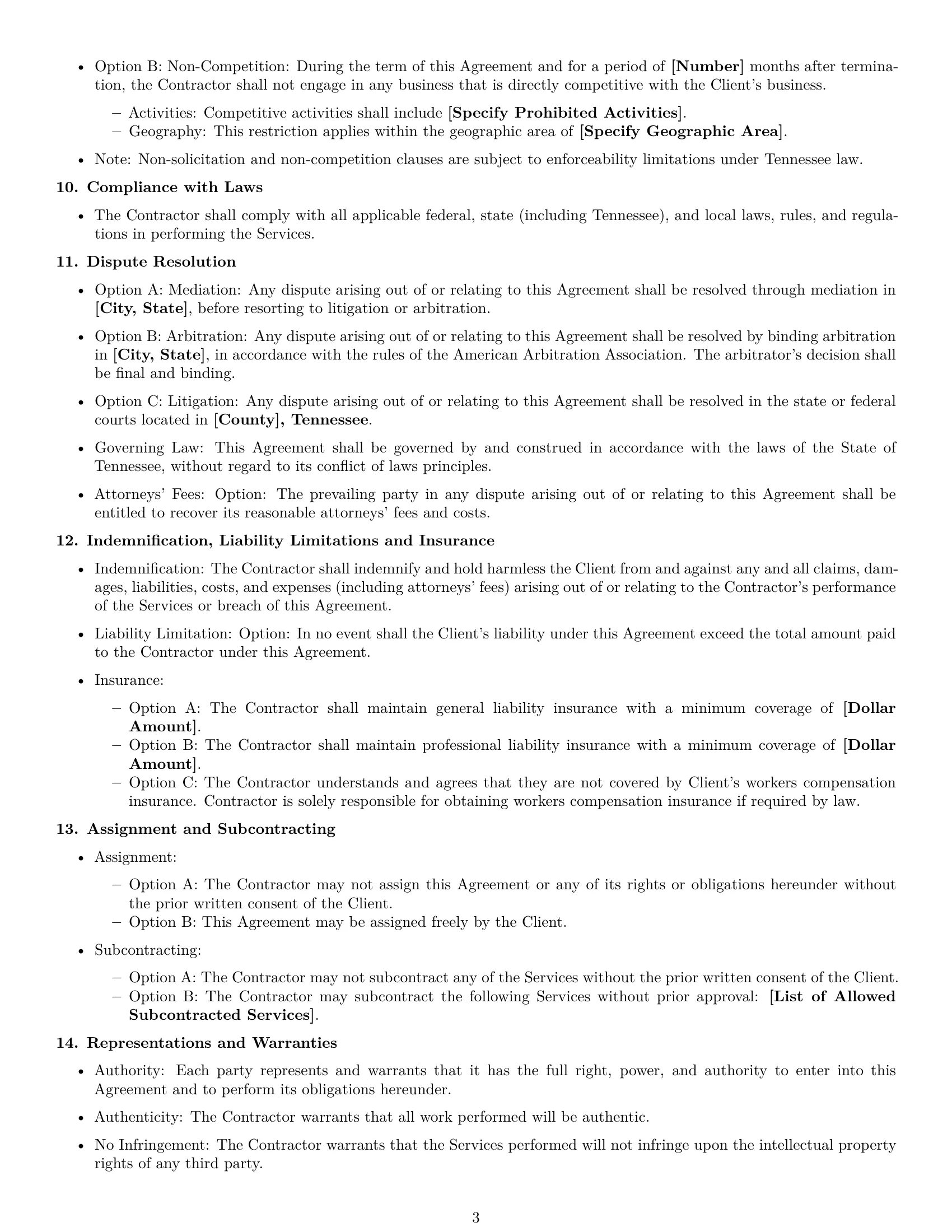 Preview page 3 of Free Tennessee independent contractor agreement template