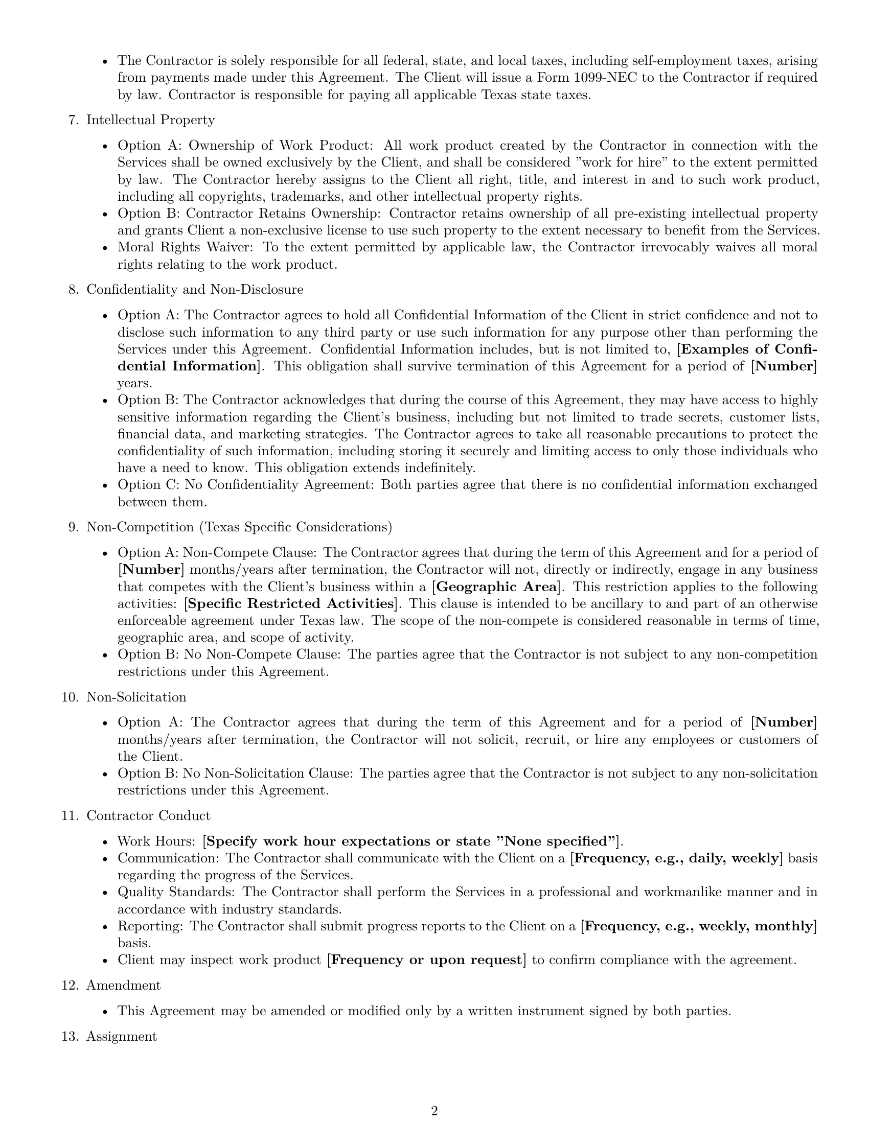 Preview page 2 of Free Texas independent contractor agreement template