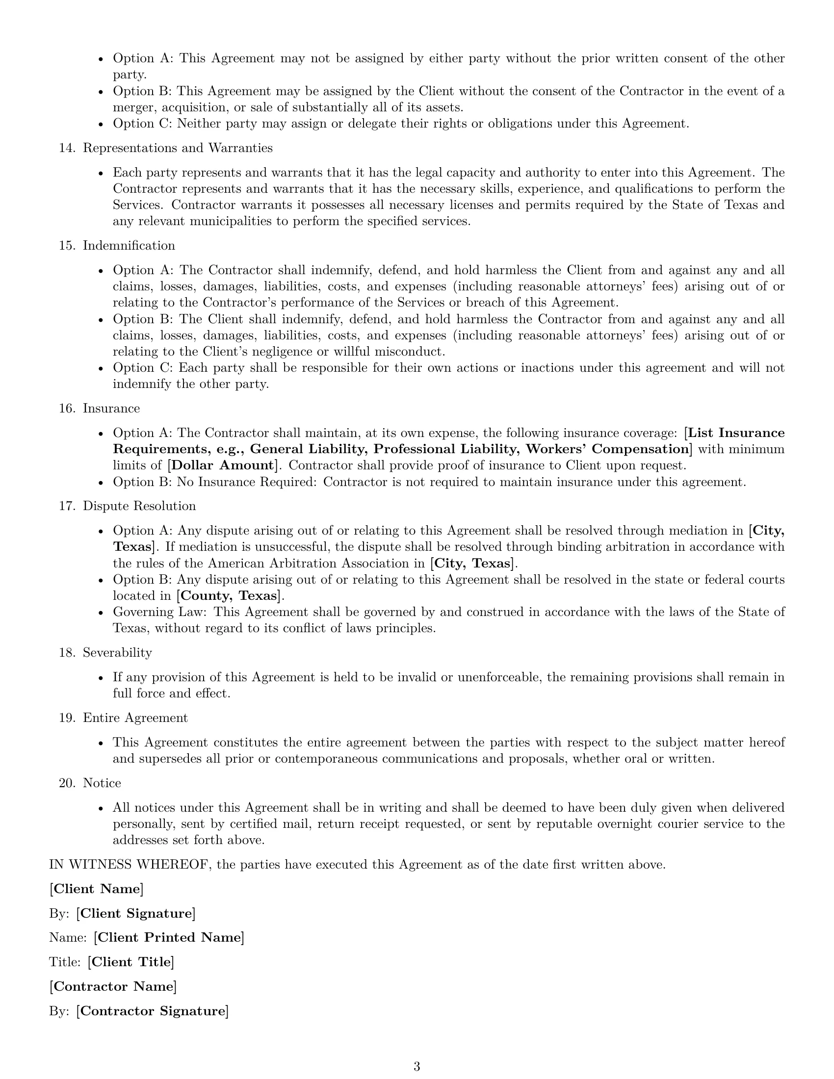 Preview page 3 of Free Texas independent contractor agreement template