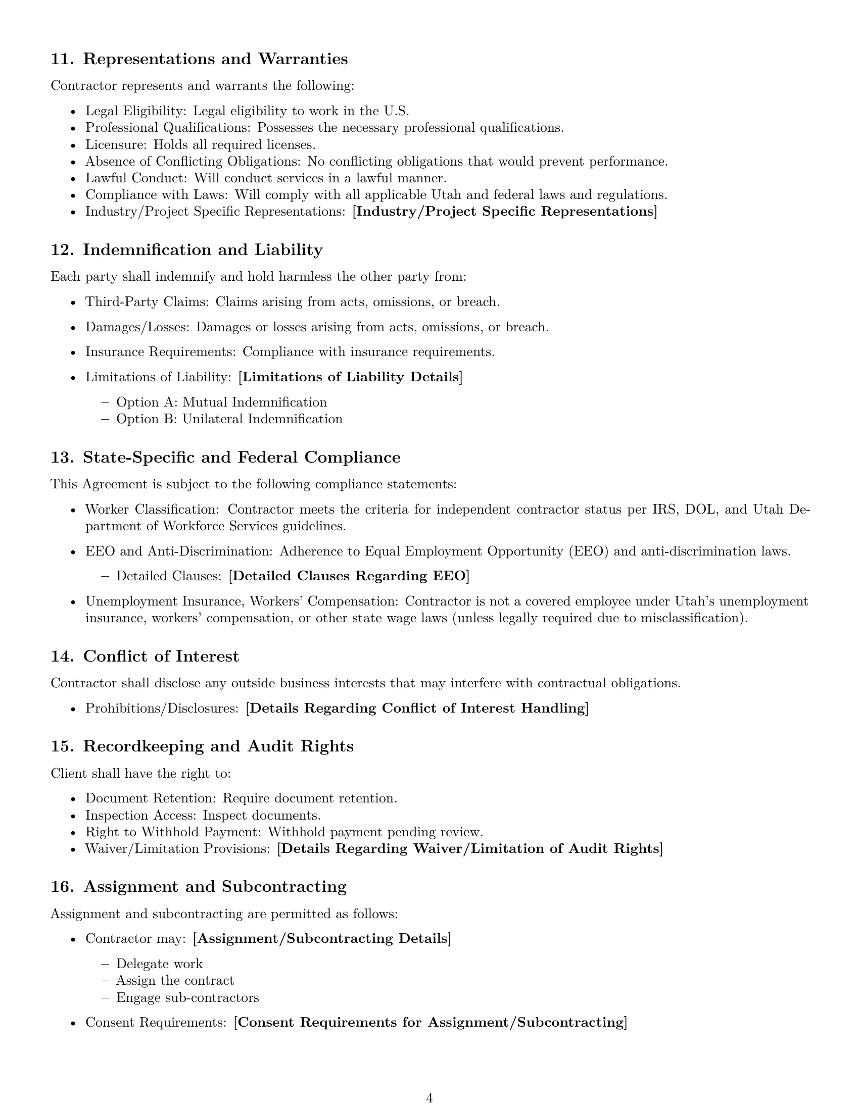 Preview page 4 of Free Utah independent contractor agreement template