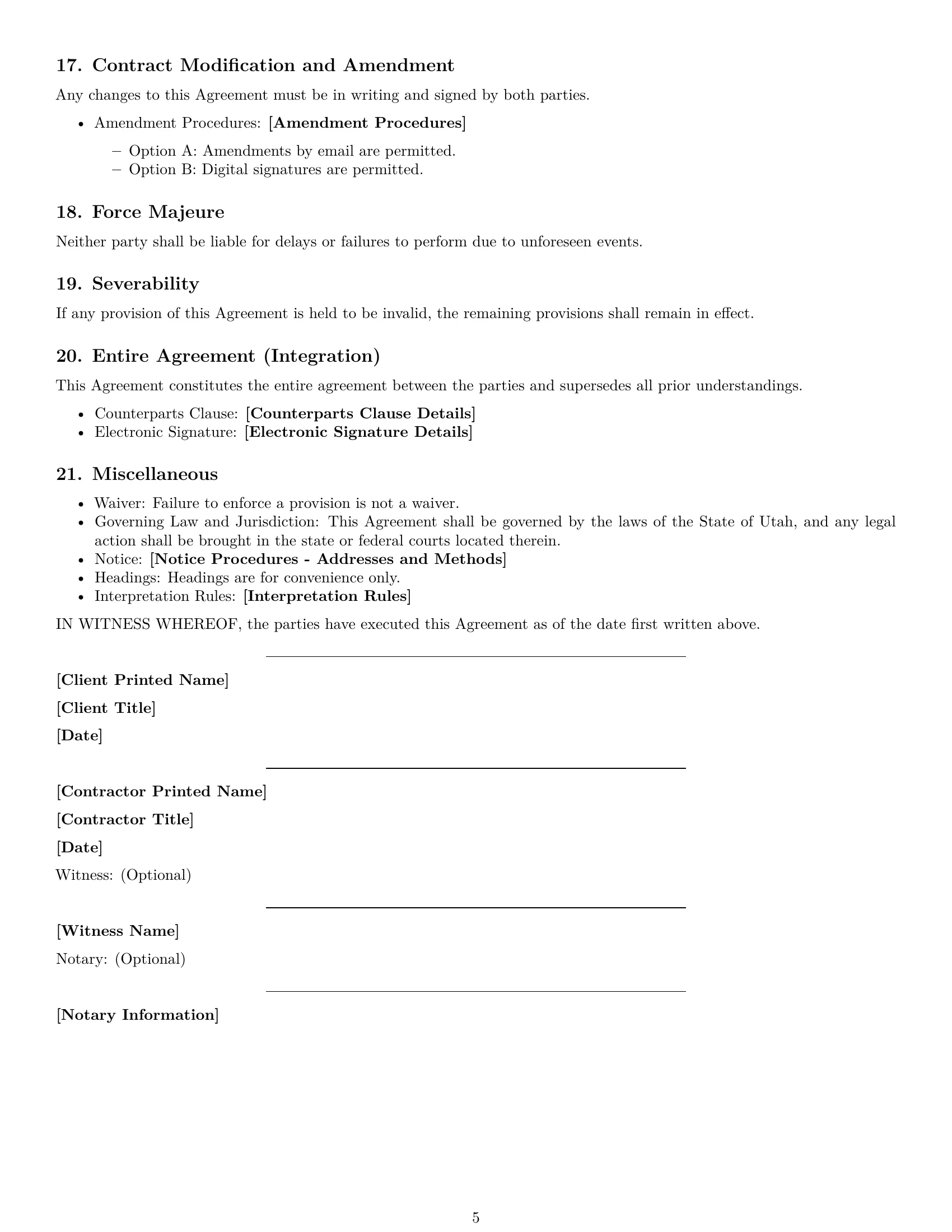 Preview page 5 of Free Utah independent contractor agreement template