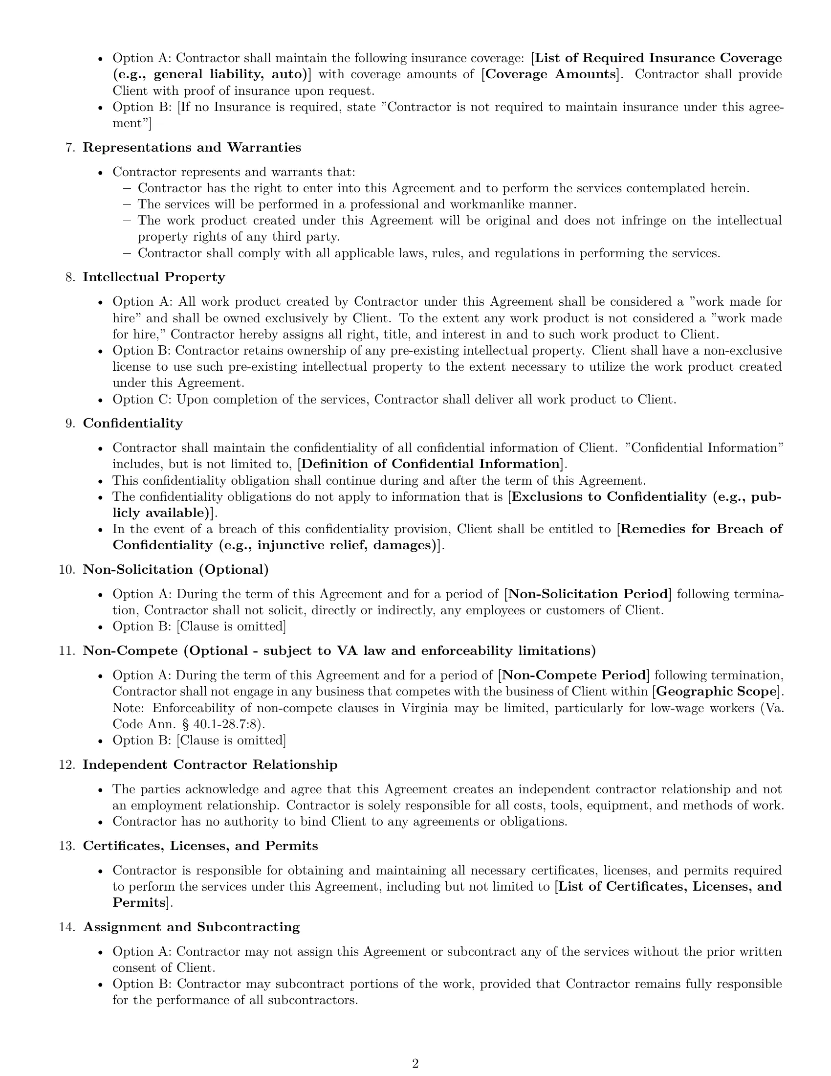 Preview page 2 of Free Virginia independent contractor agreement template