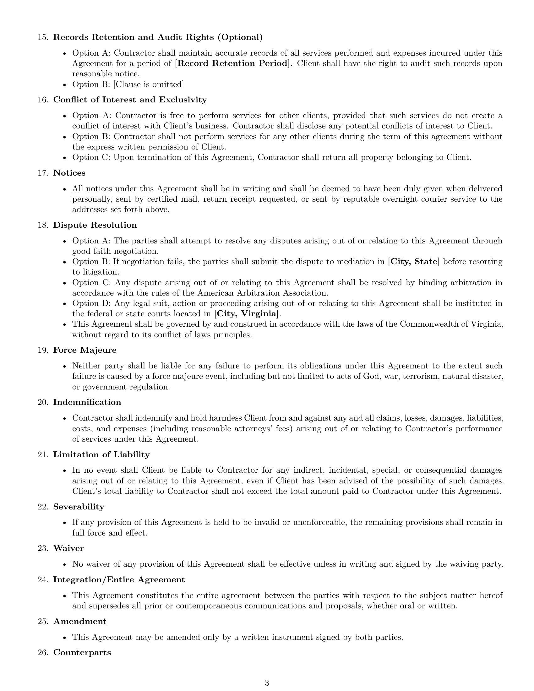 Preview page 3 of Free Virginia independent contractor agreement template