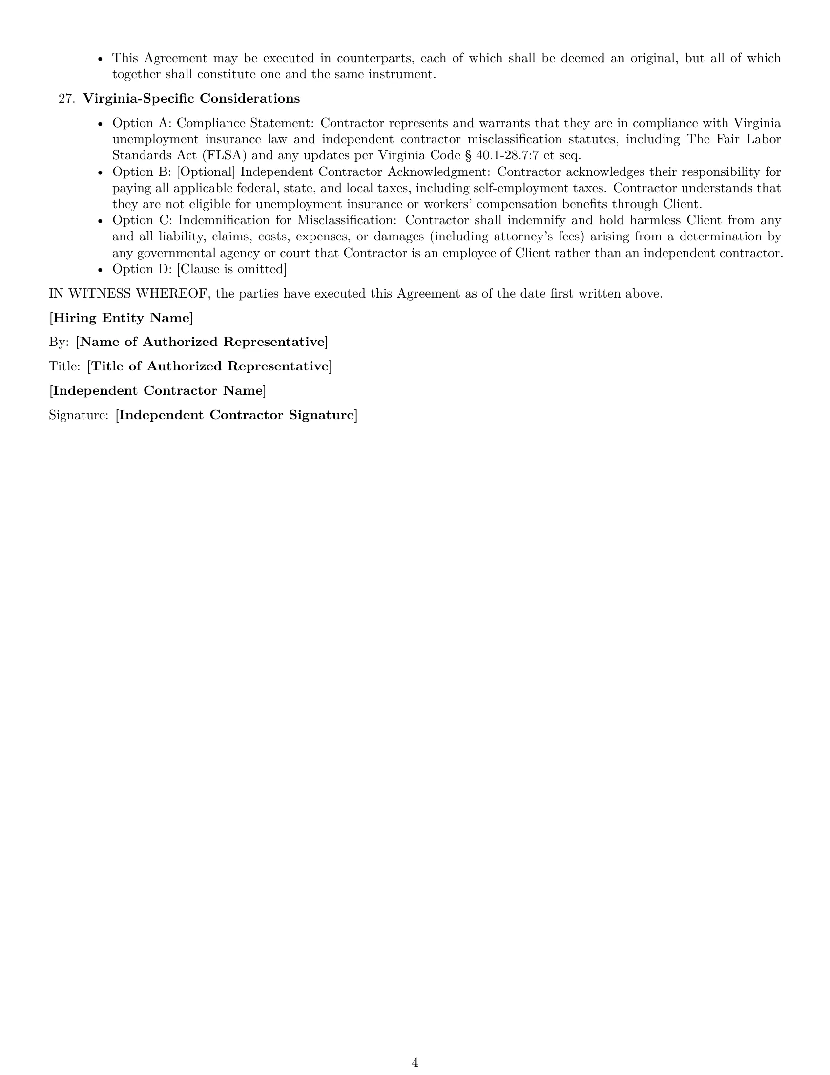 Preview page 4 of Free Virginia independent contractor agreement template