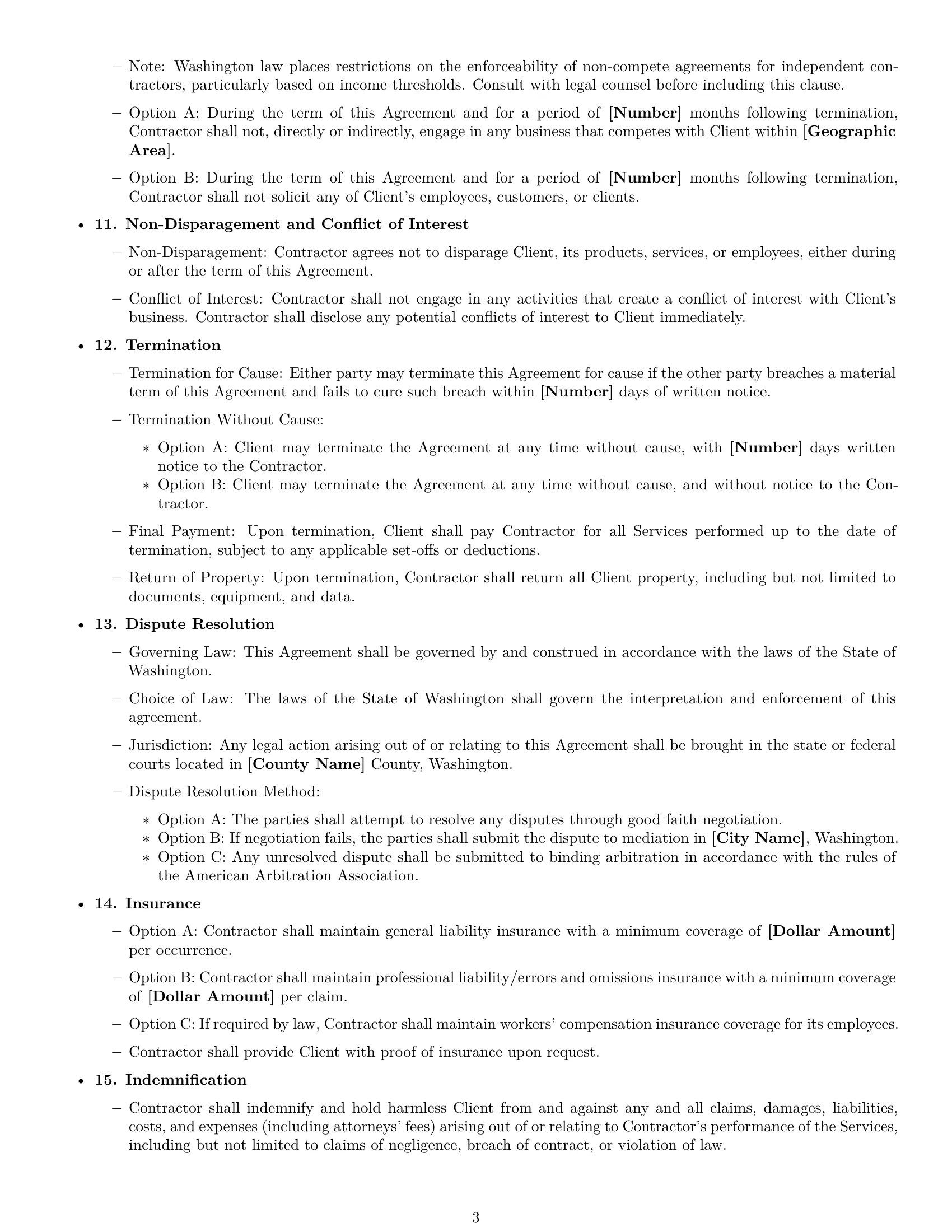 Preview page 3 of Free Washington independent contractor agreement template