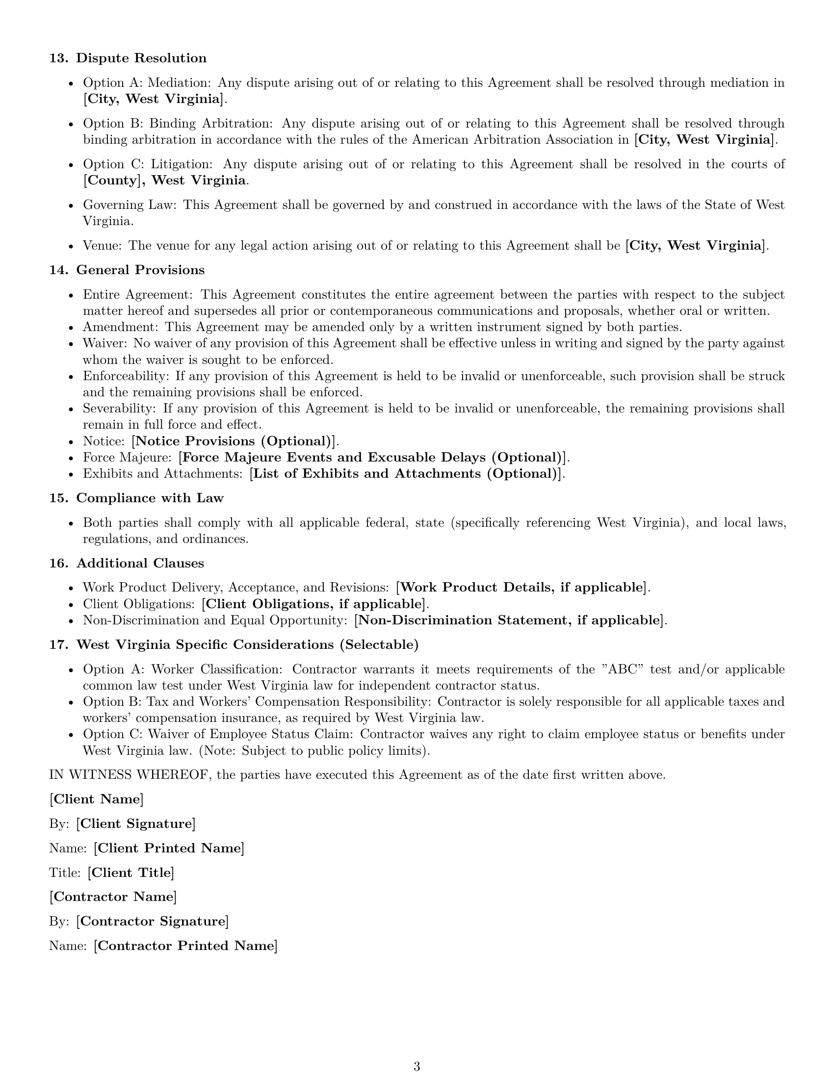 Preview page 3 of Free West Virginia independent contractor agreement template