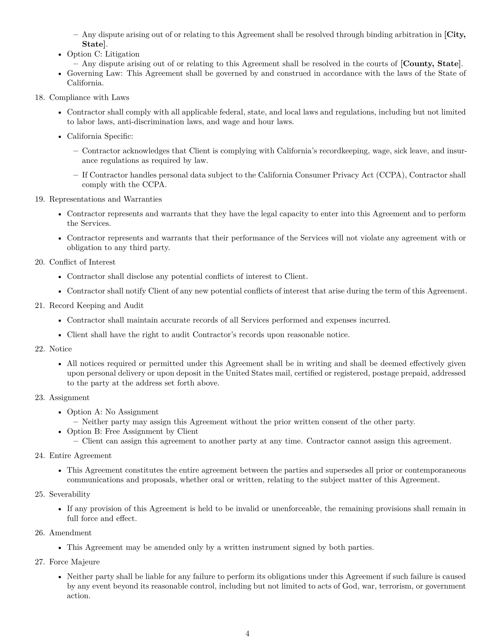 Preview page 4 of Free California independent contractor agreement template