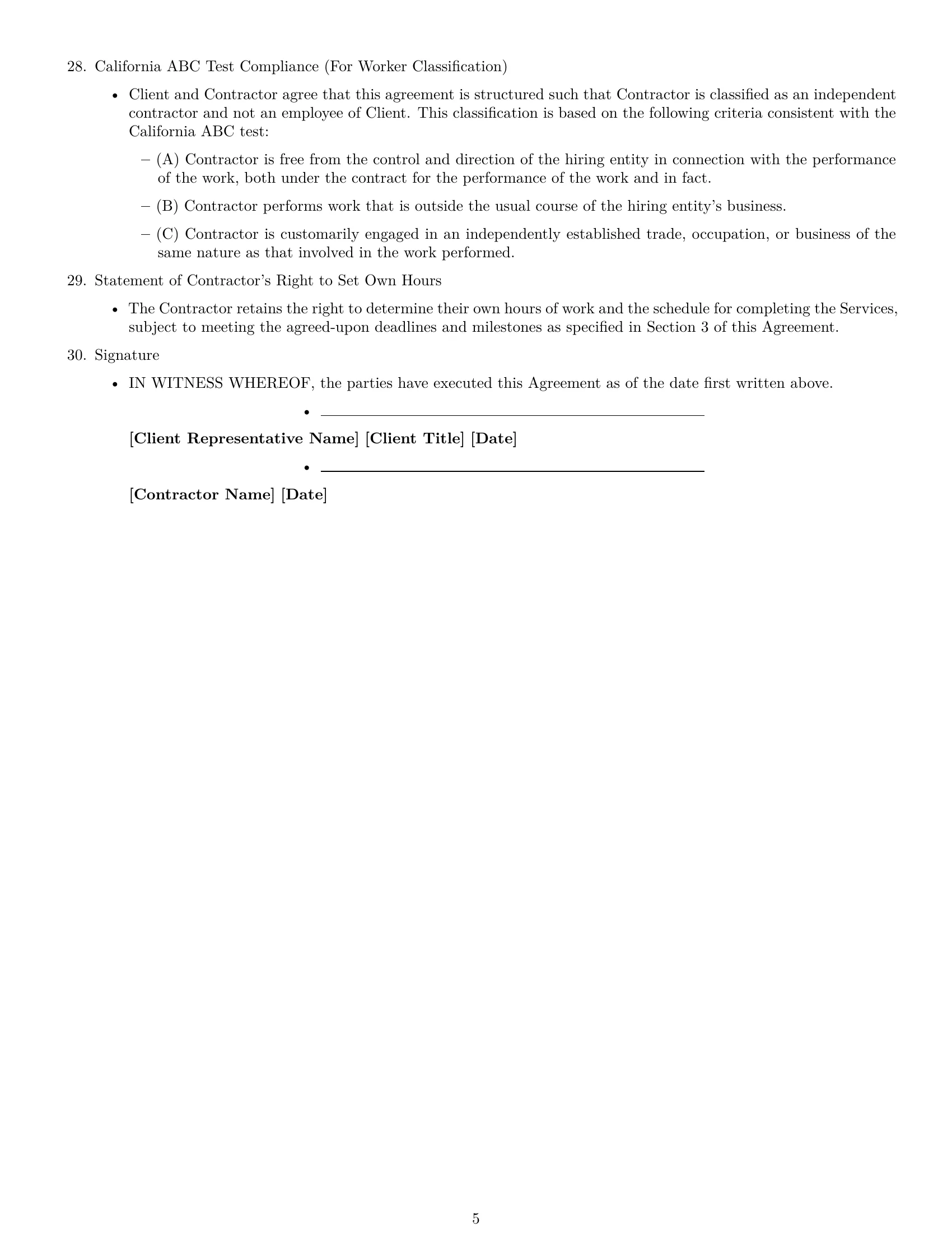 Preview page 5 of Free California independent contractor agreement template