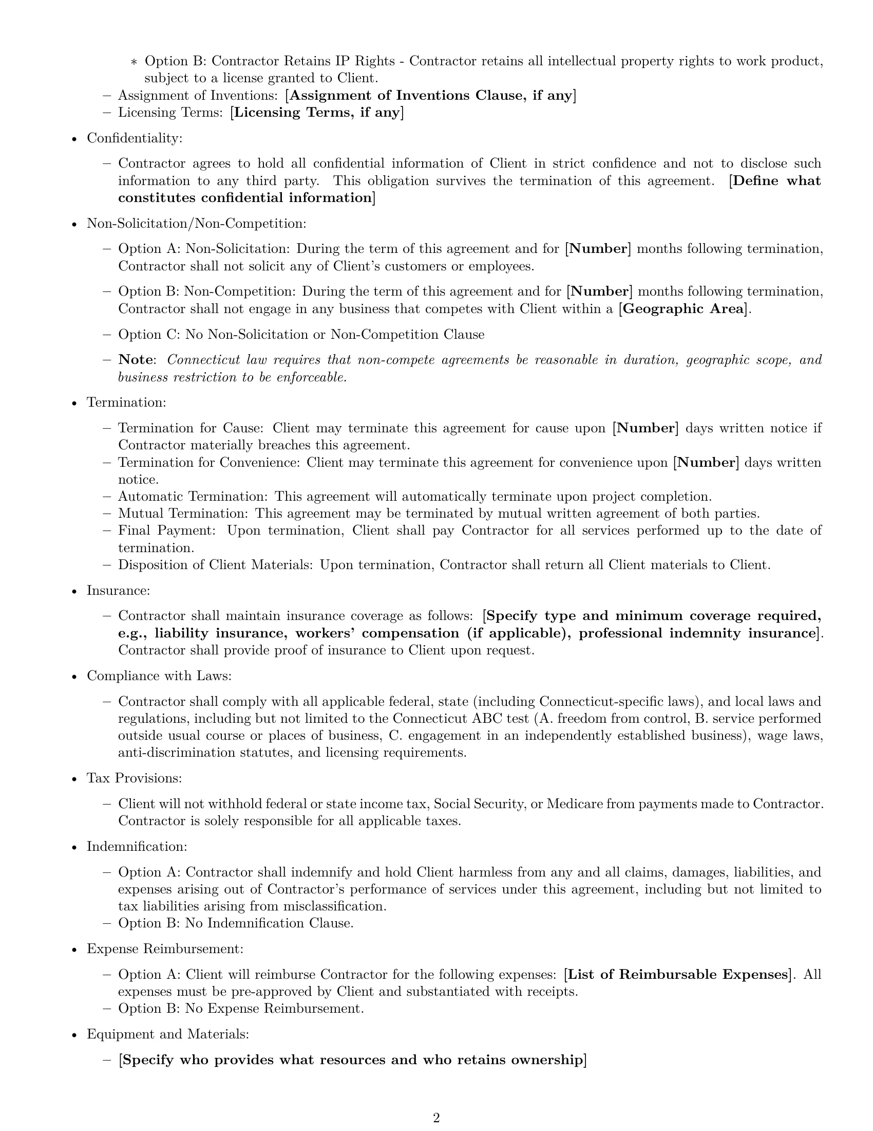 Preview page 2 of Free Connecticut independent contractor agreement template