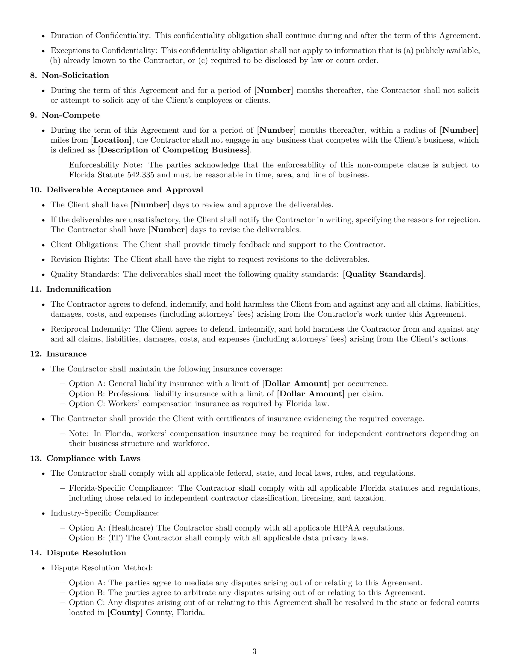 Preview page 3 of Free Florida independent contractor agreement template