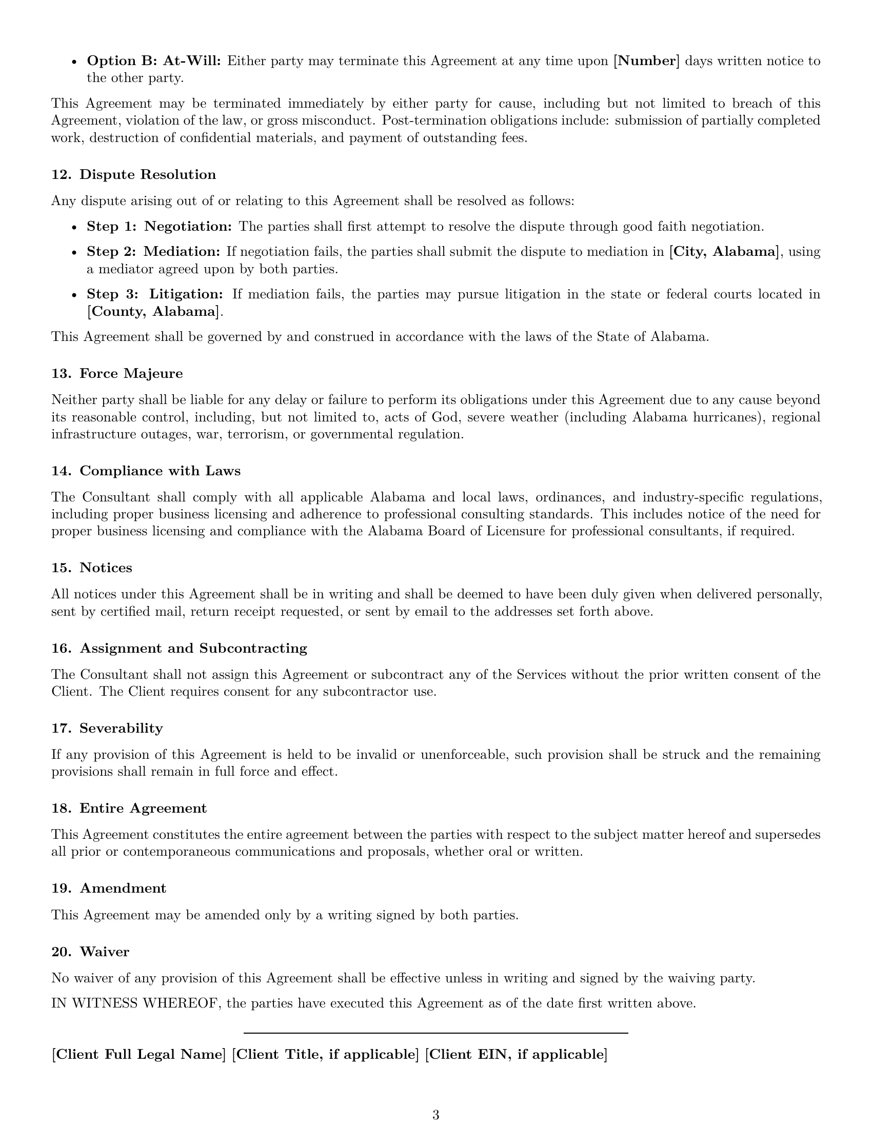 Preview page 3 of Free Alabama consulting independent contractor agreement template