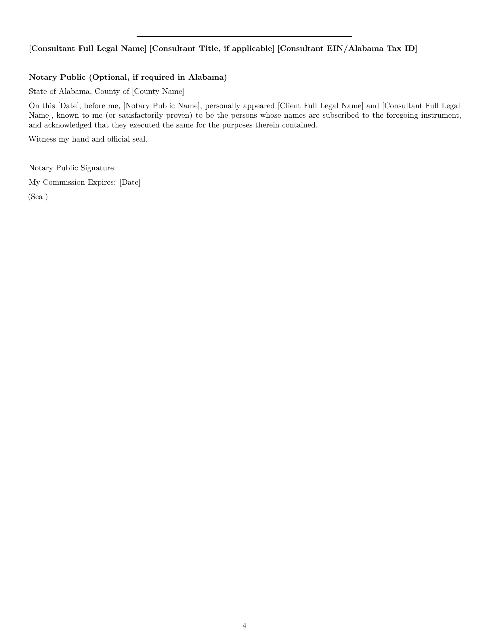 Preview page 4 of Free Alabama consulting independent contractor agreement template