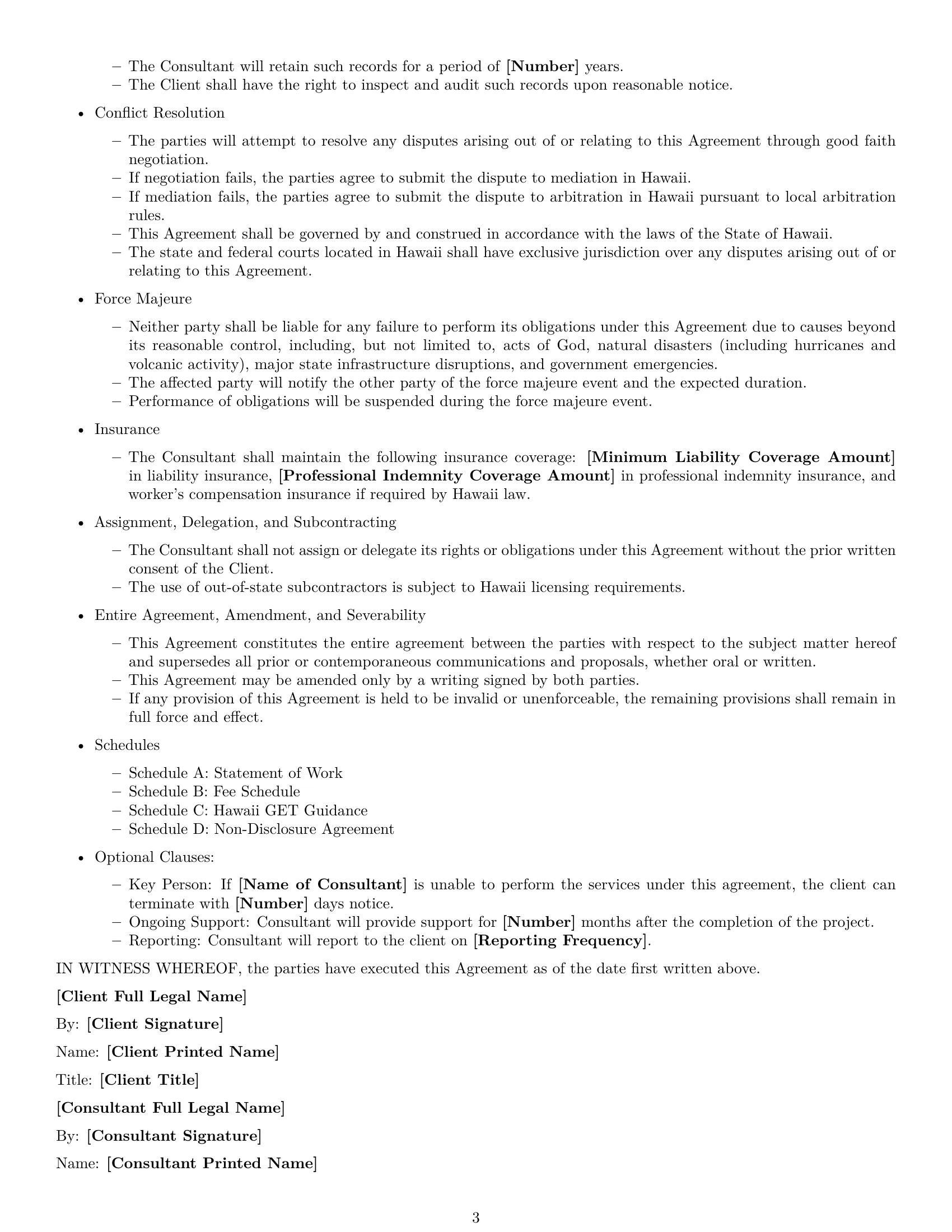 Preview page 3 of Free Hawaii consulting independent contractor agreement template