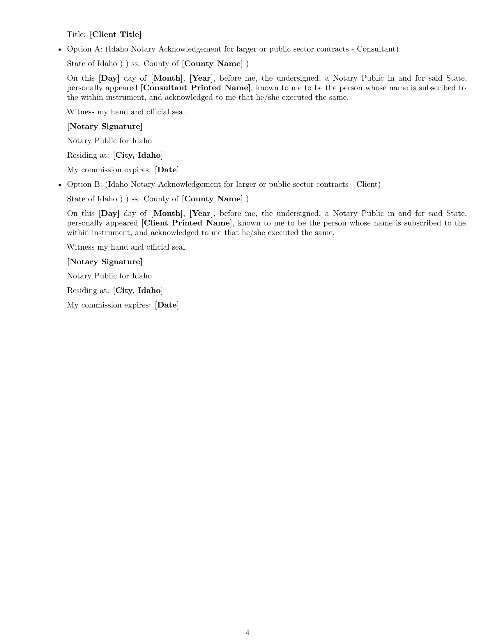Preview page 4 of Free Idaho consulting independent contractor agreement template