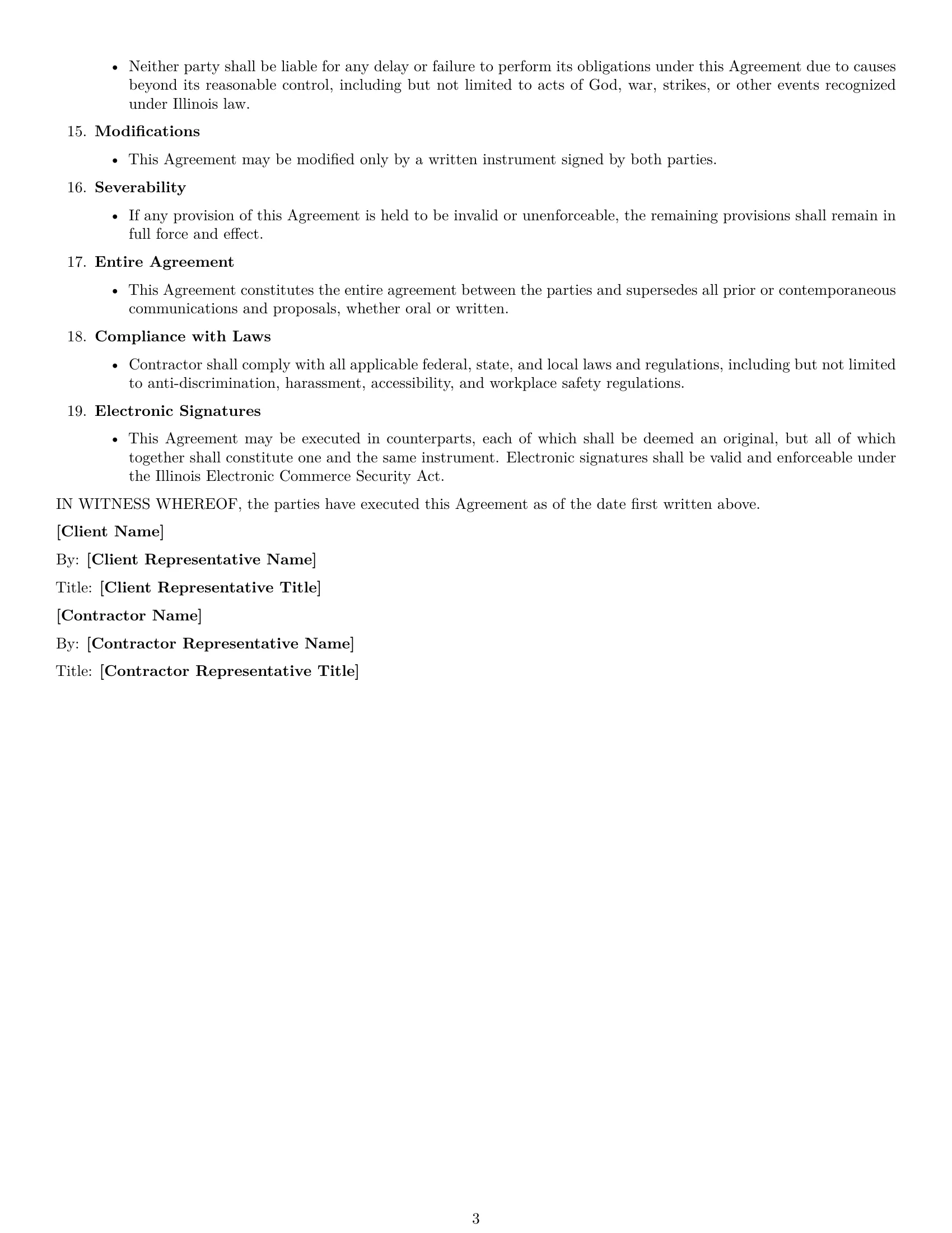 Preview page 3 of Free Illinois consulting independent contractor agreement template