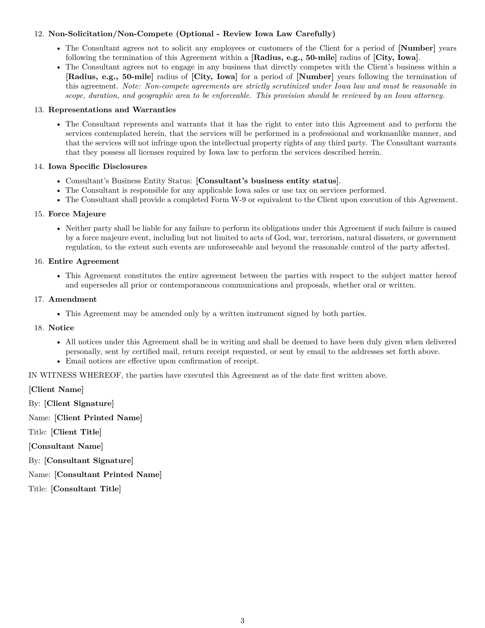 Preview page 3 of Free Iowa consulting independent contractor agreement template