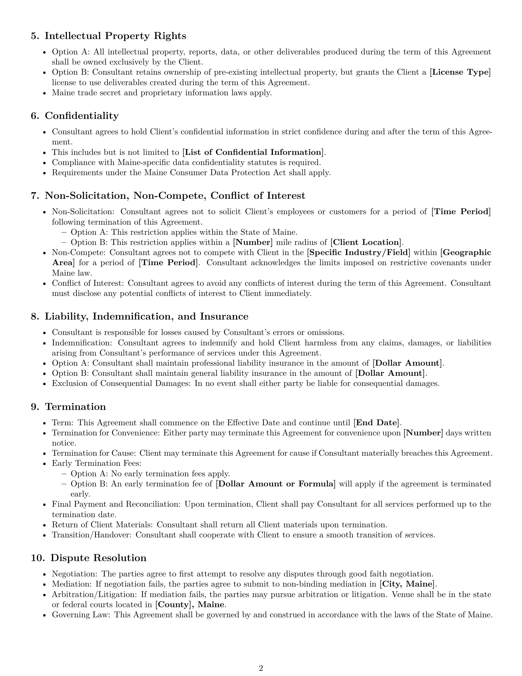 Preview page 2 of Free Maine consulting independent contractor agreement template
