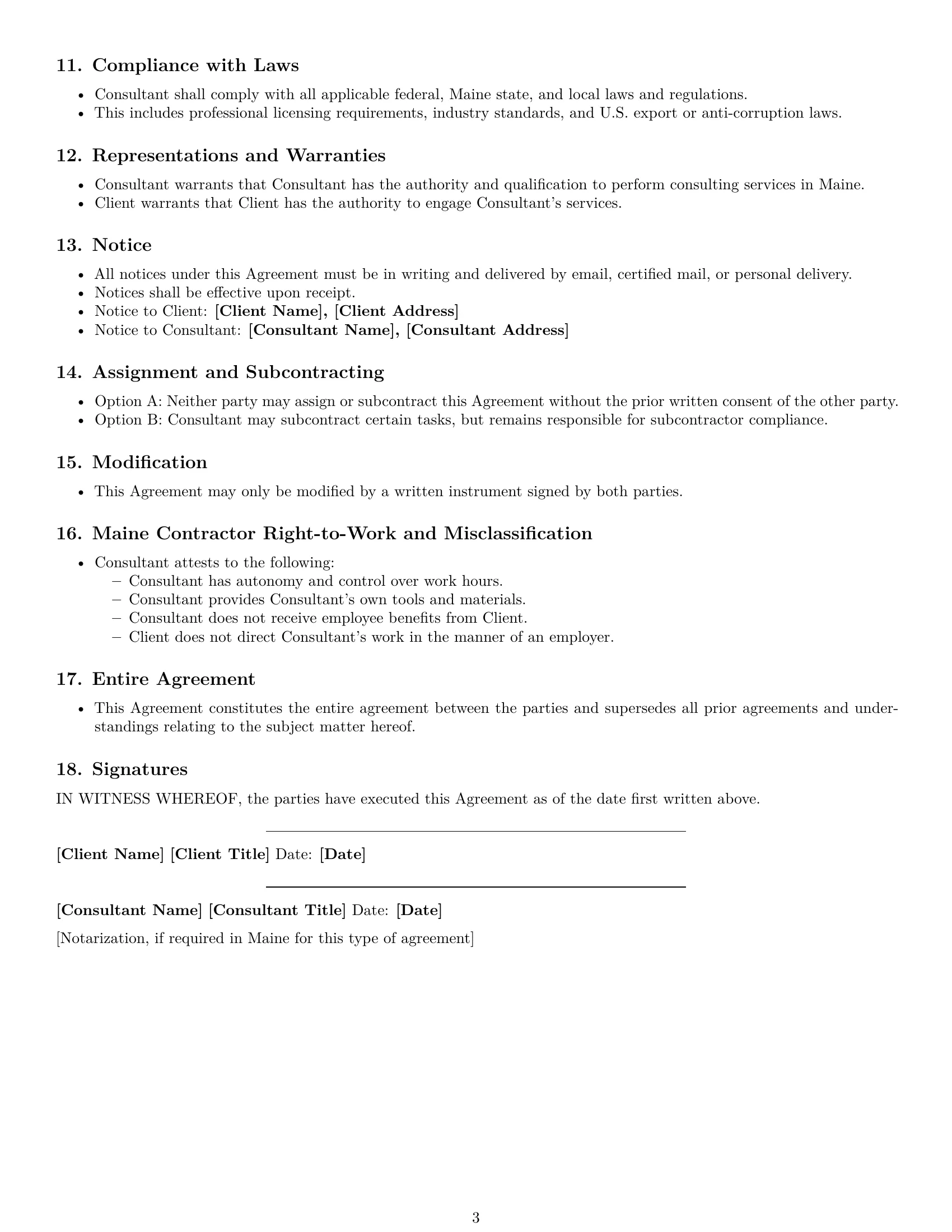 Preview page 3 of Free Maine consulting independent contractor agreement template