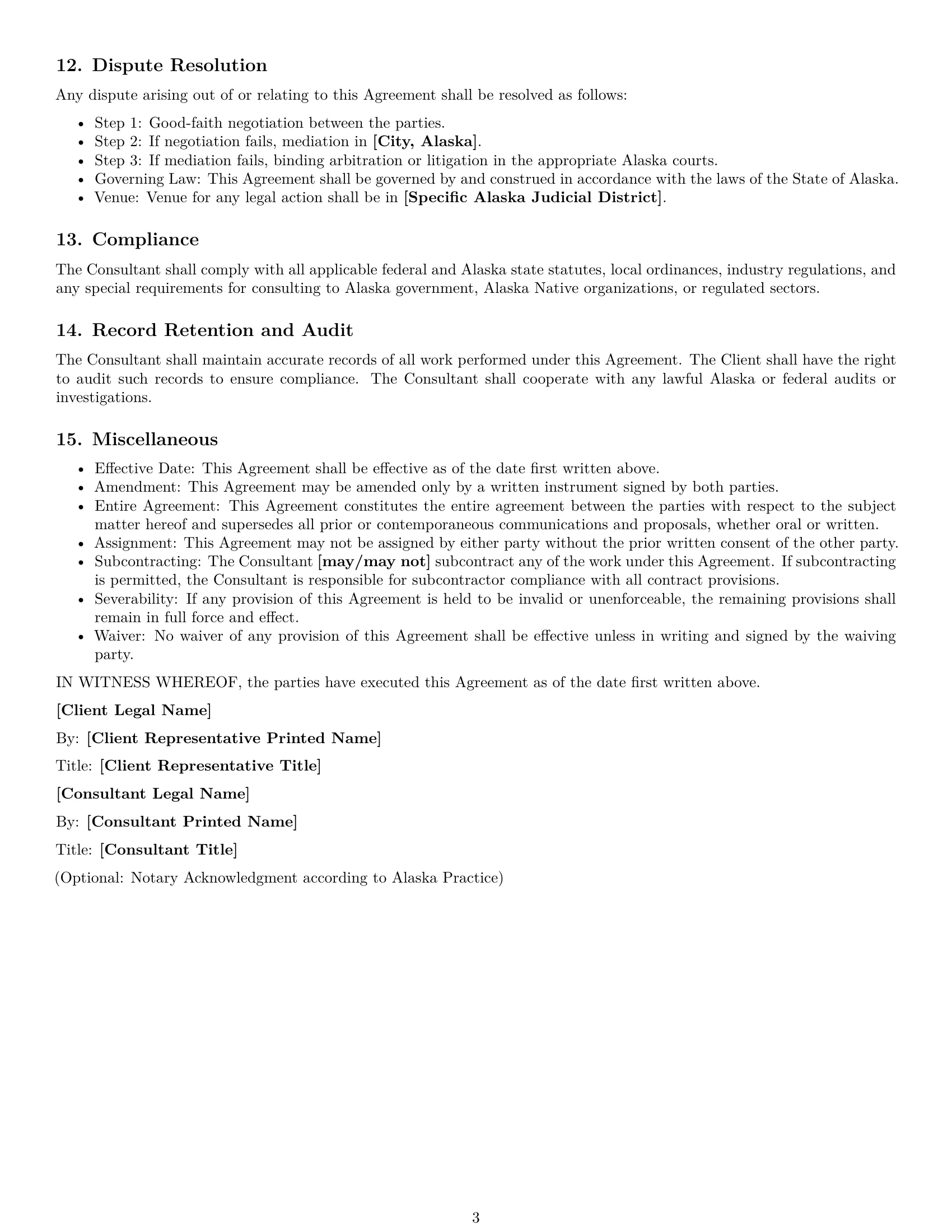 Preview page 3 of Free Alaska consulting independent contractor agreement template
