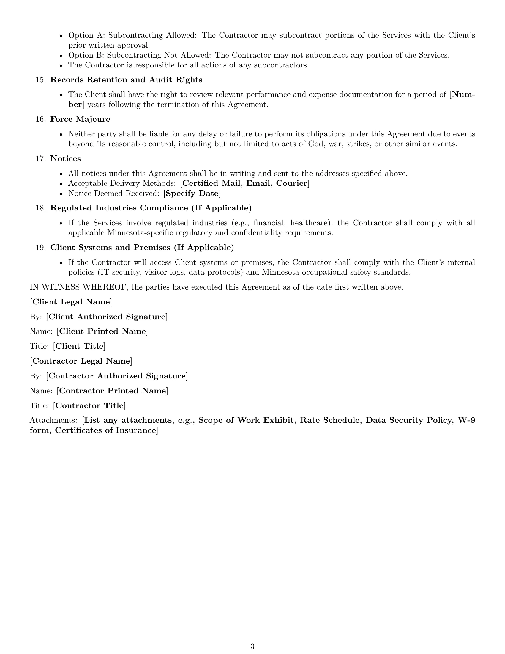 Preview page 3 of Free Minnesota consulting independent contractor agreement template