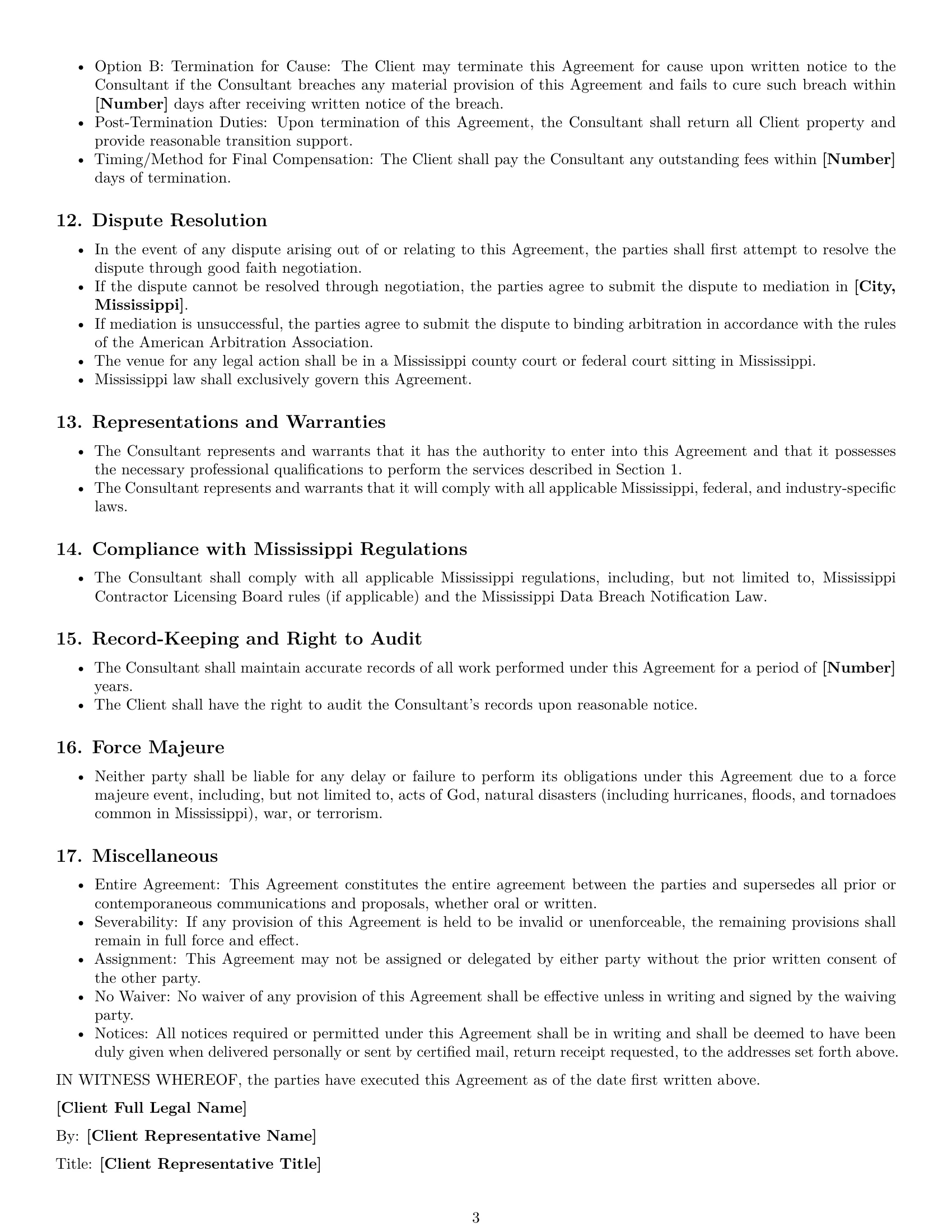 Preview page 3 of Free Mississippi consulting independent contractor agreement template