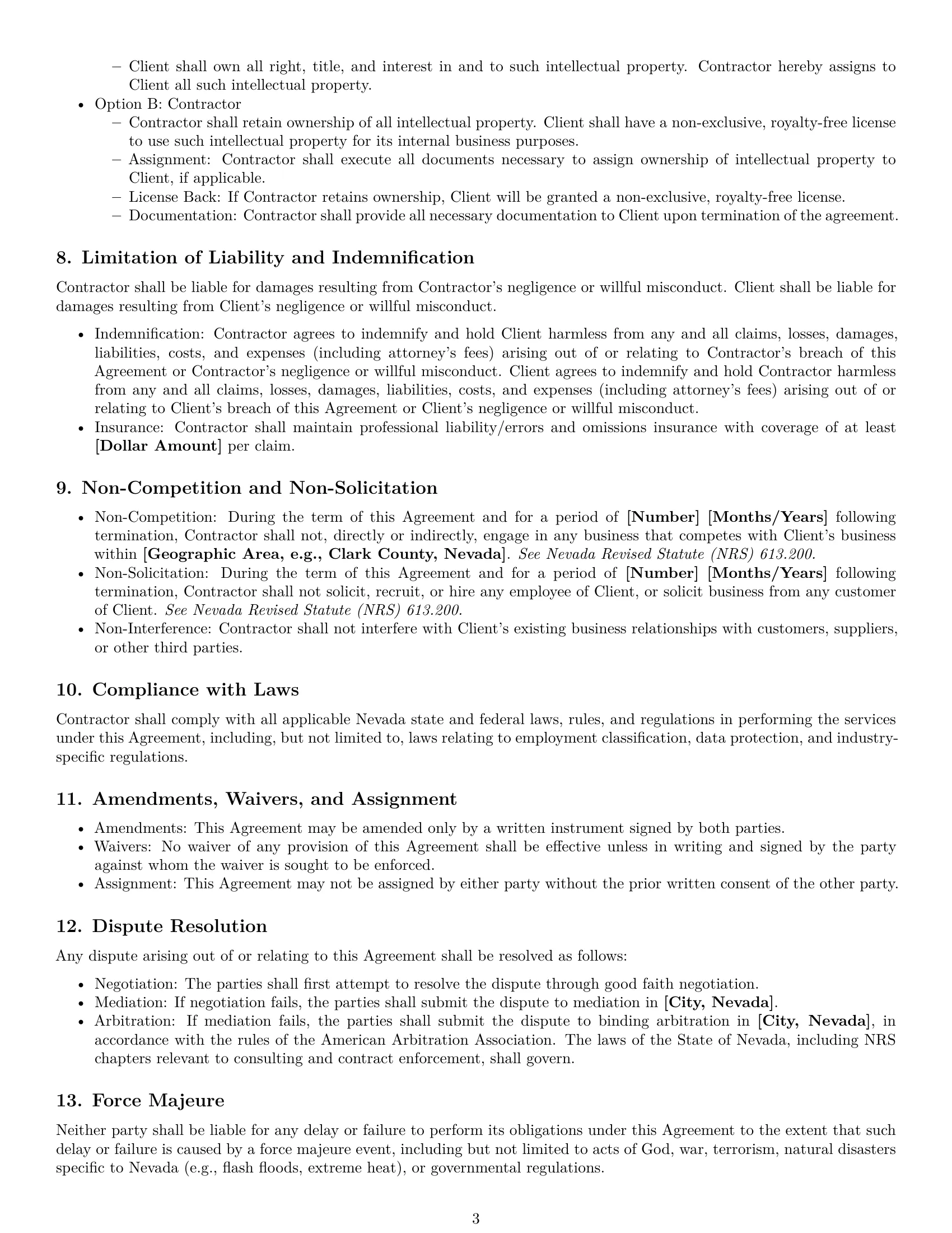 Preview page 3 of Free Nevada consulting independent contractor agreement template