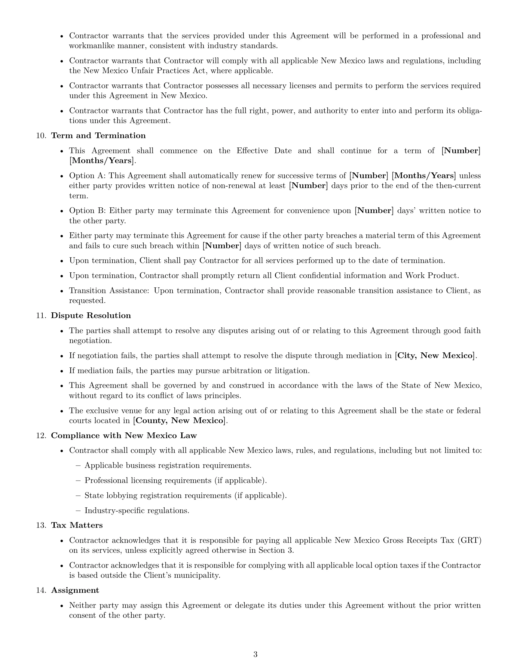 Preview page 3 of Free New Mexico consulting independent contractor agreement template