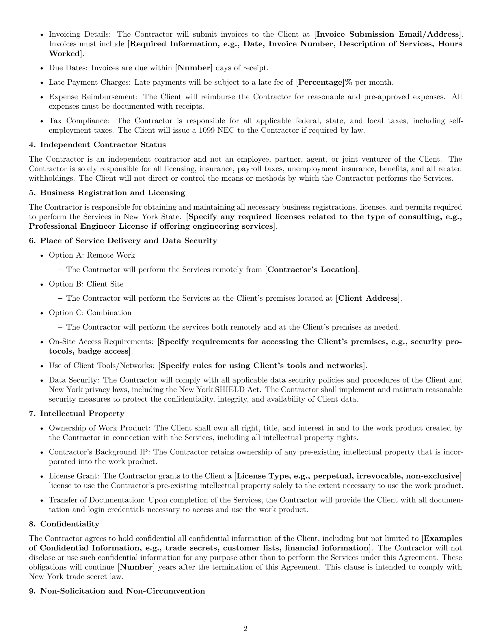Preview page 2 of Free New York consulting independent contractor agreement template