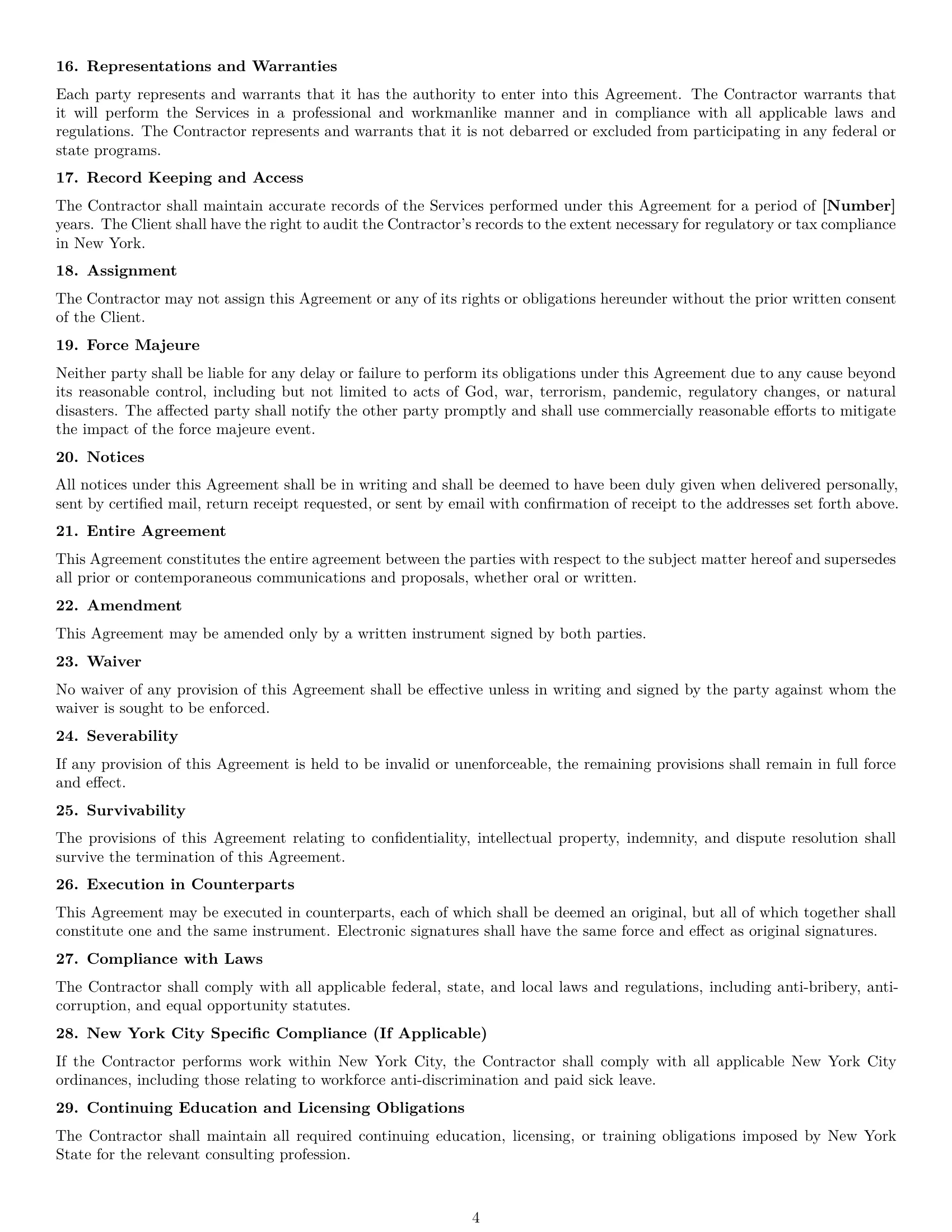 Preview page 4 of Free New York consulting independent contractor agreement template