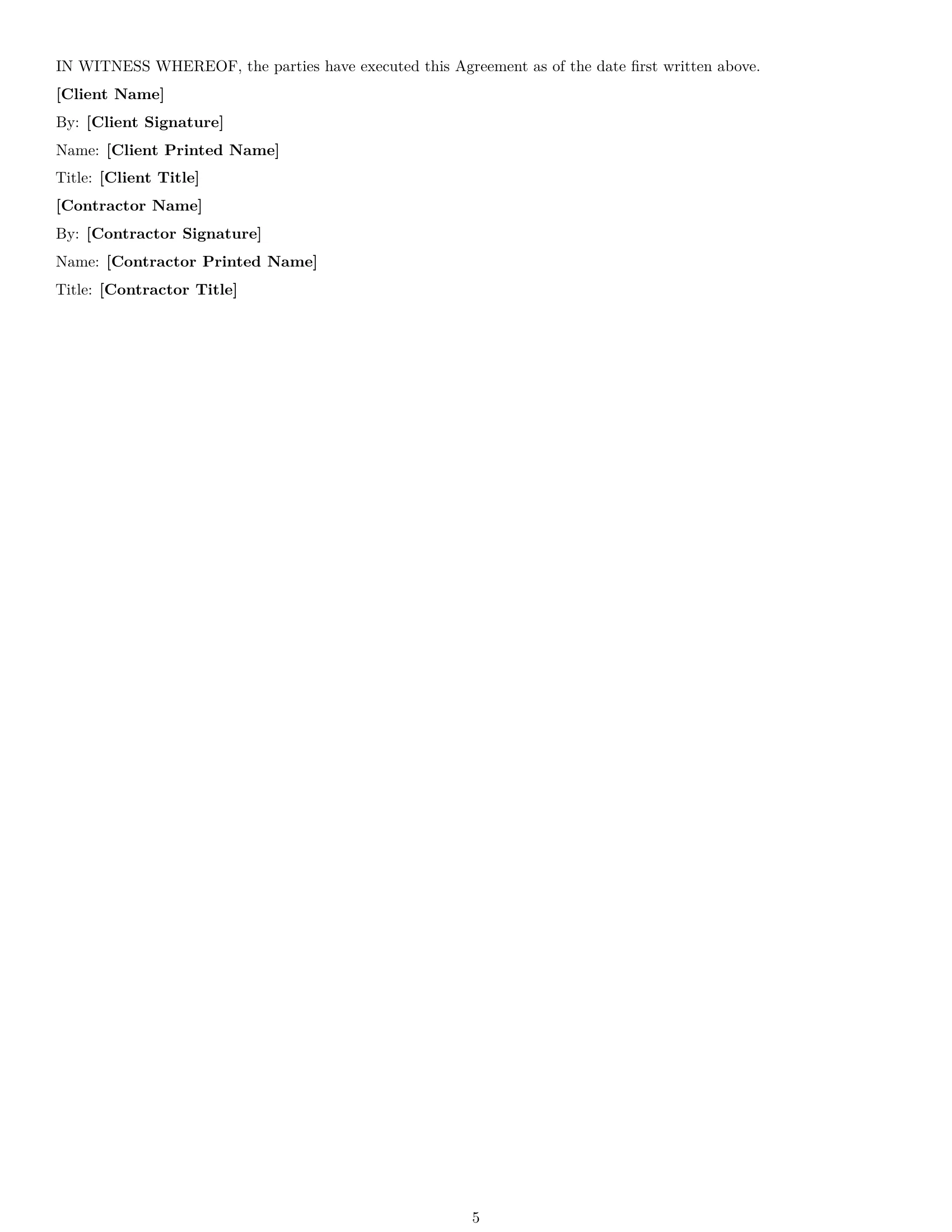Preview page 5 of Free New York consulting independent contractor agreement template