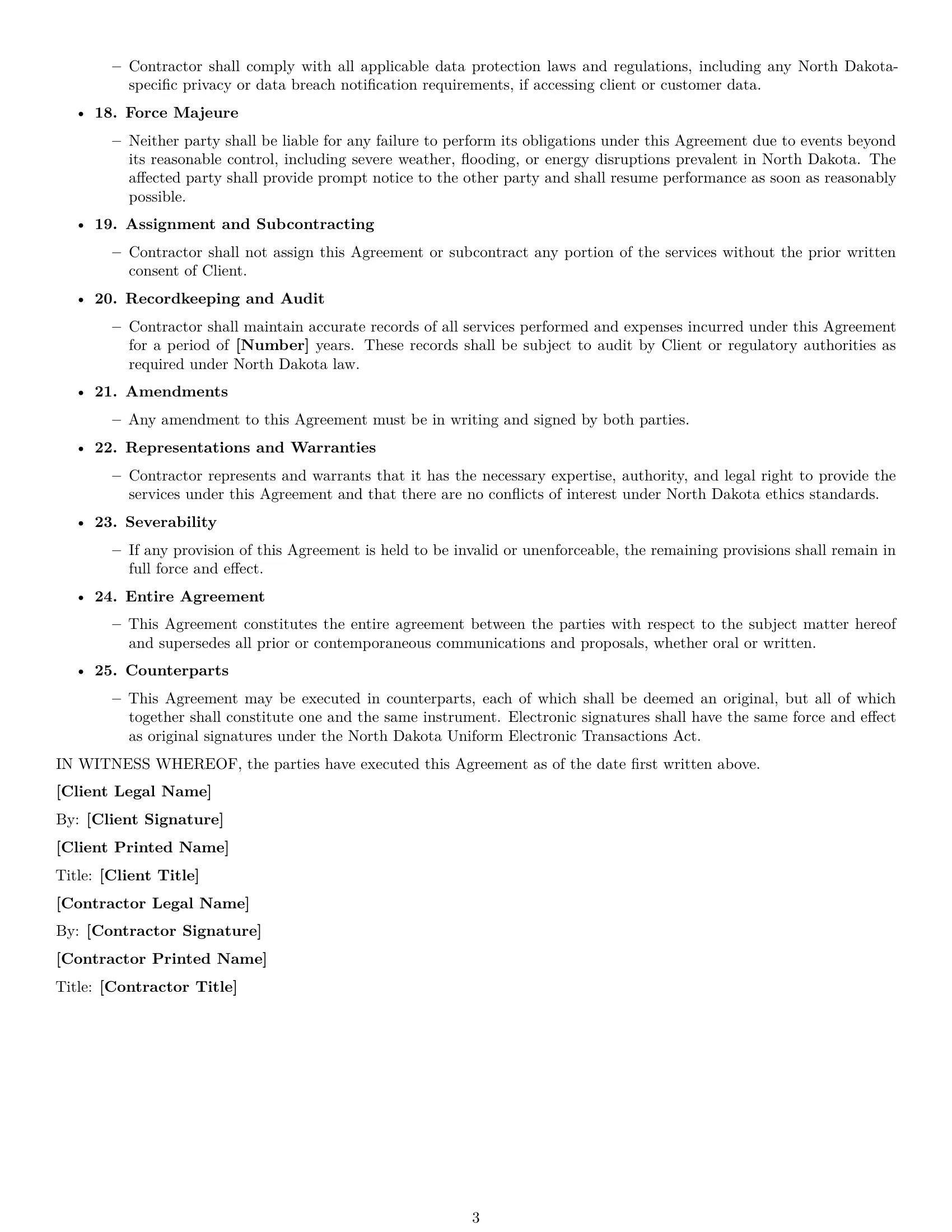 Preview page 3 of Free North Dakota consulting independent contractor agreement template