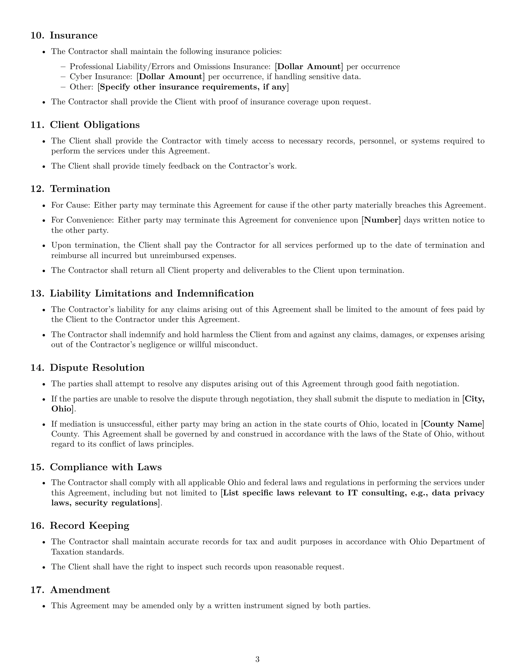 Preview page 3 of Free Ohio consulting independent contractor agreement template