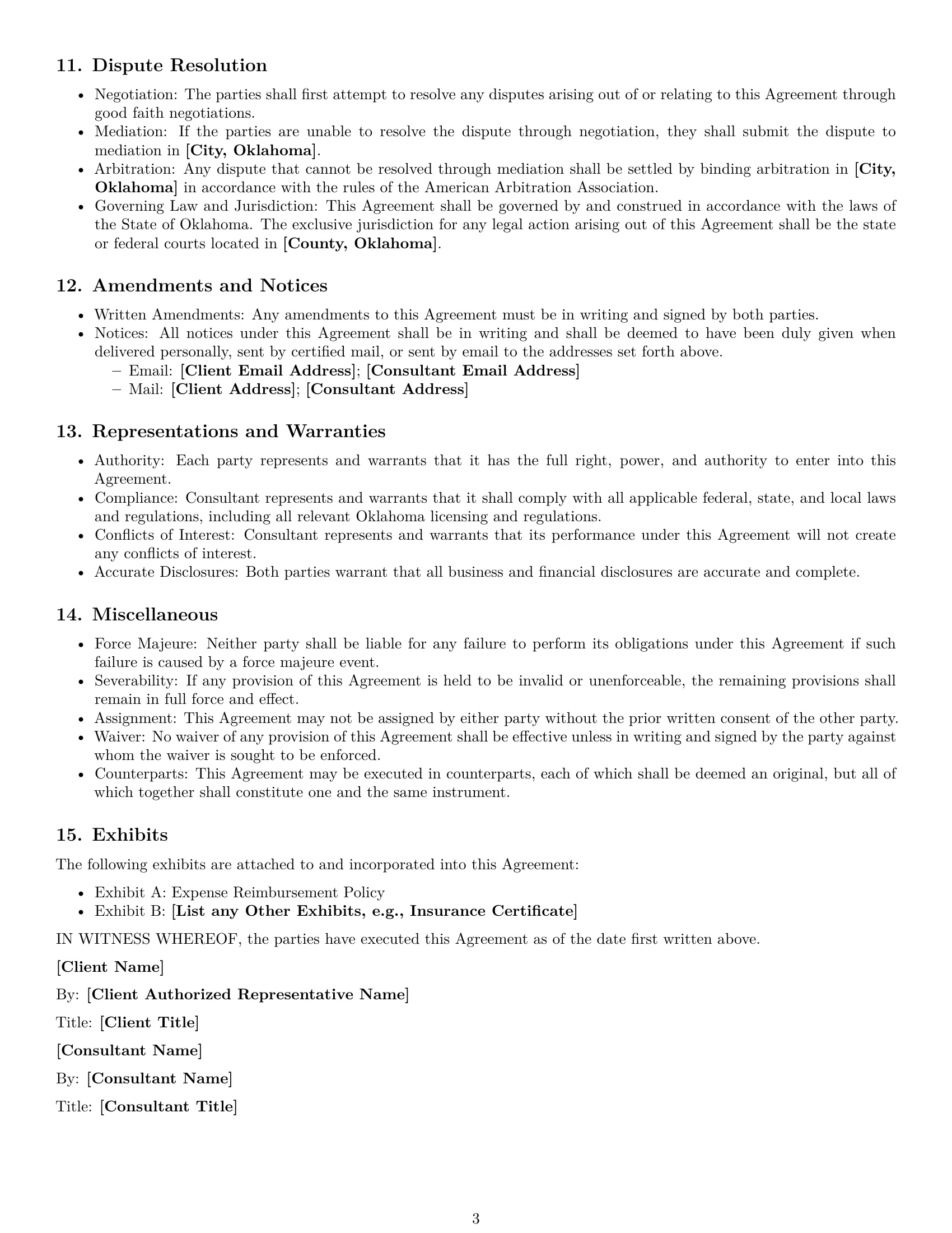 Preview page 3 of Free Oklahoma consulting independent contractor agreement template