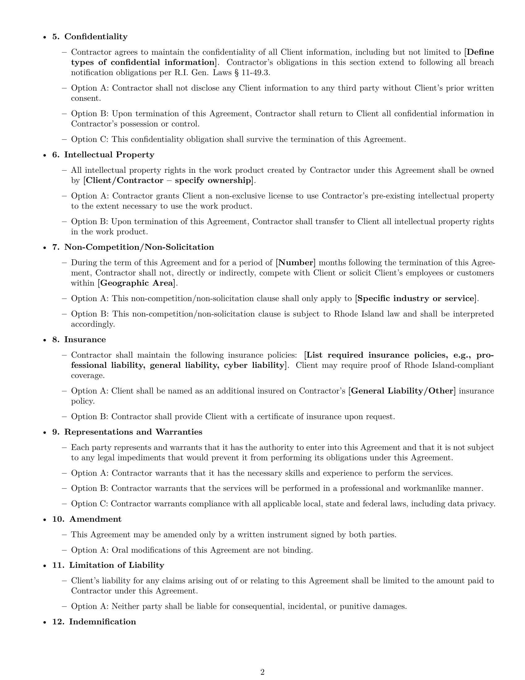 Preview page 2 of Free Rhode Island consulting independent contractor agreement template