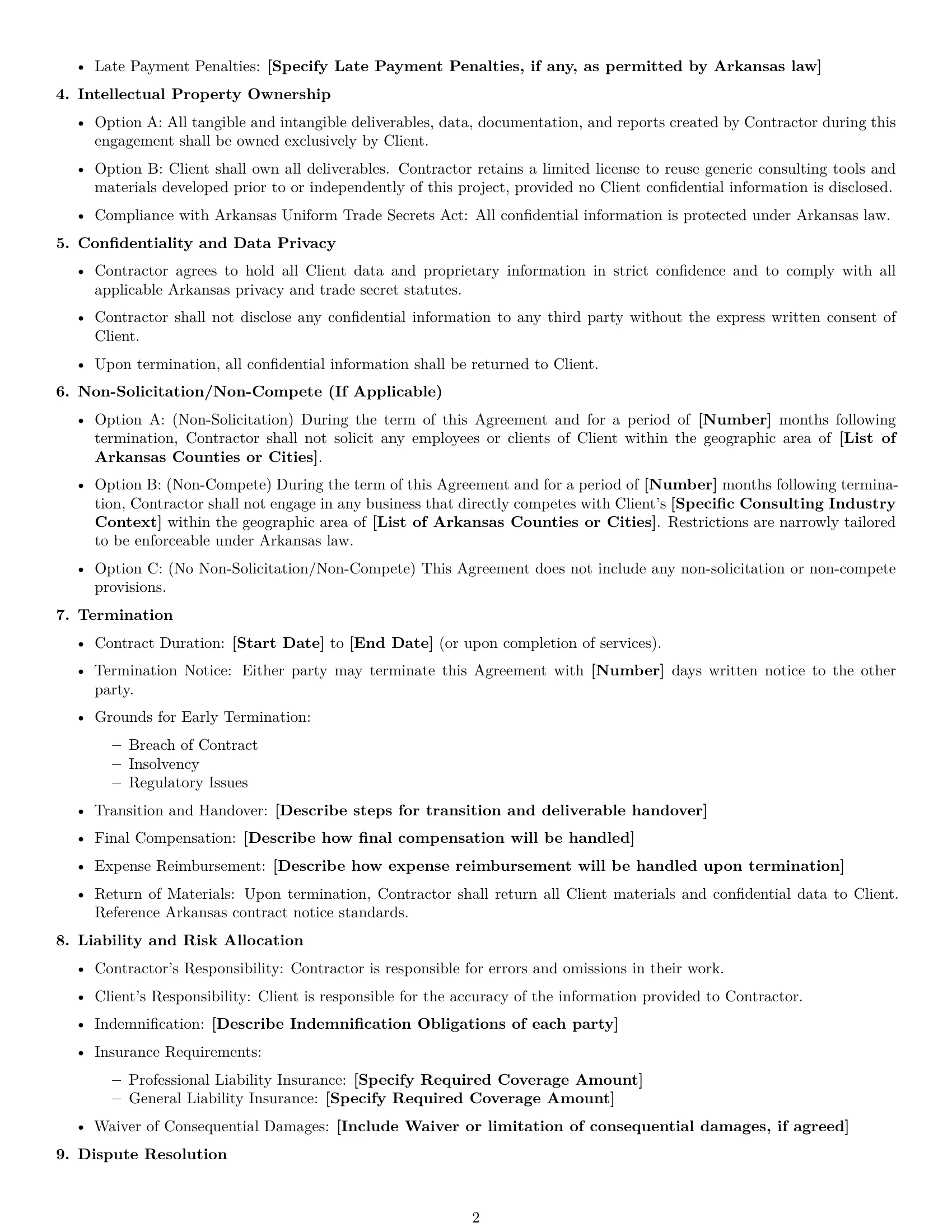 Preview page 2 of Free Arkansas consulting independent contractor agreement template