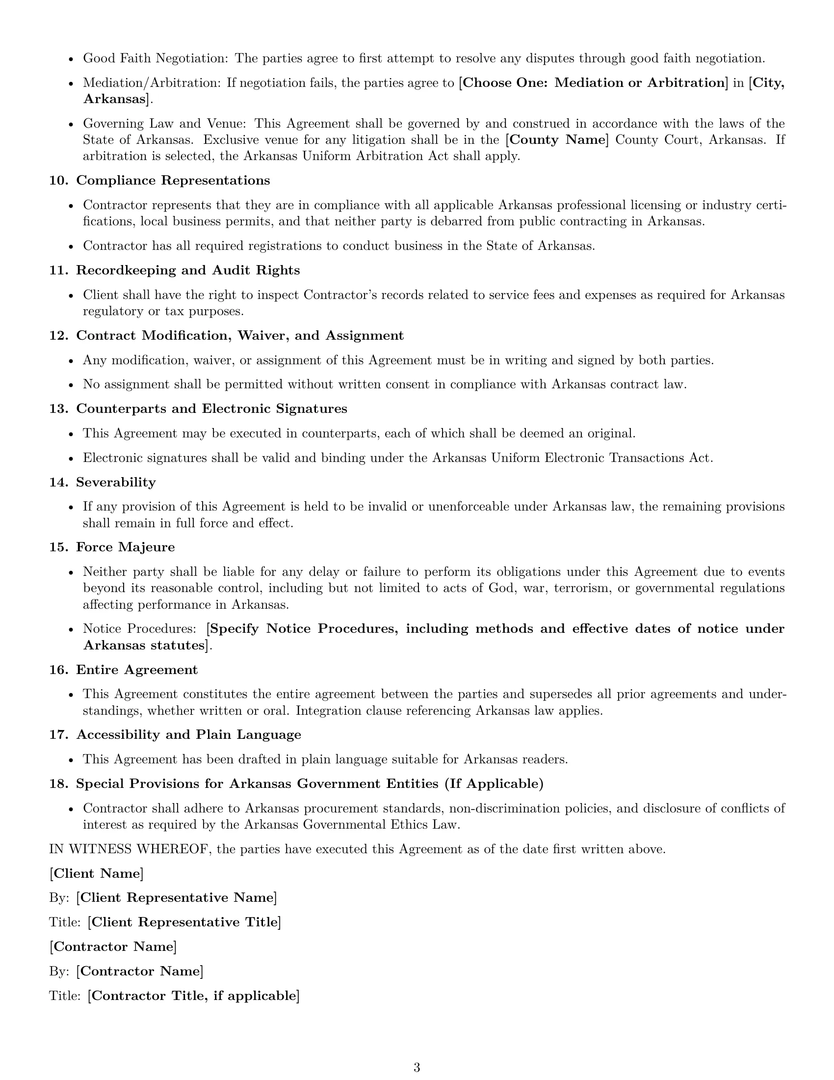 Preview page 3 of Free Arkansas consulting independent contractor agreement template