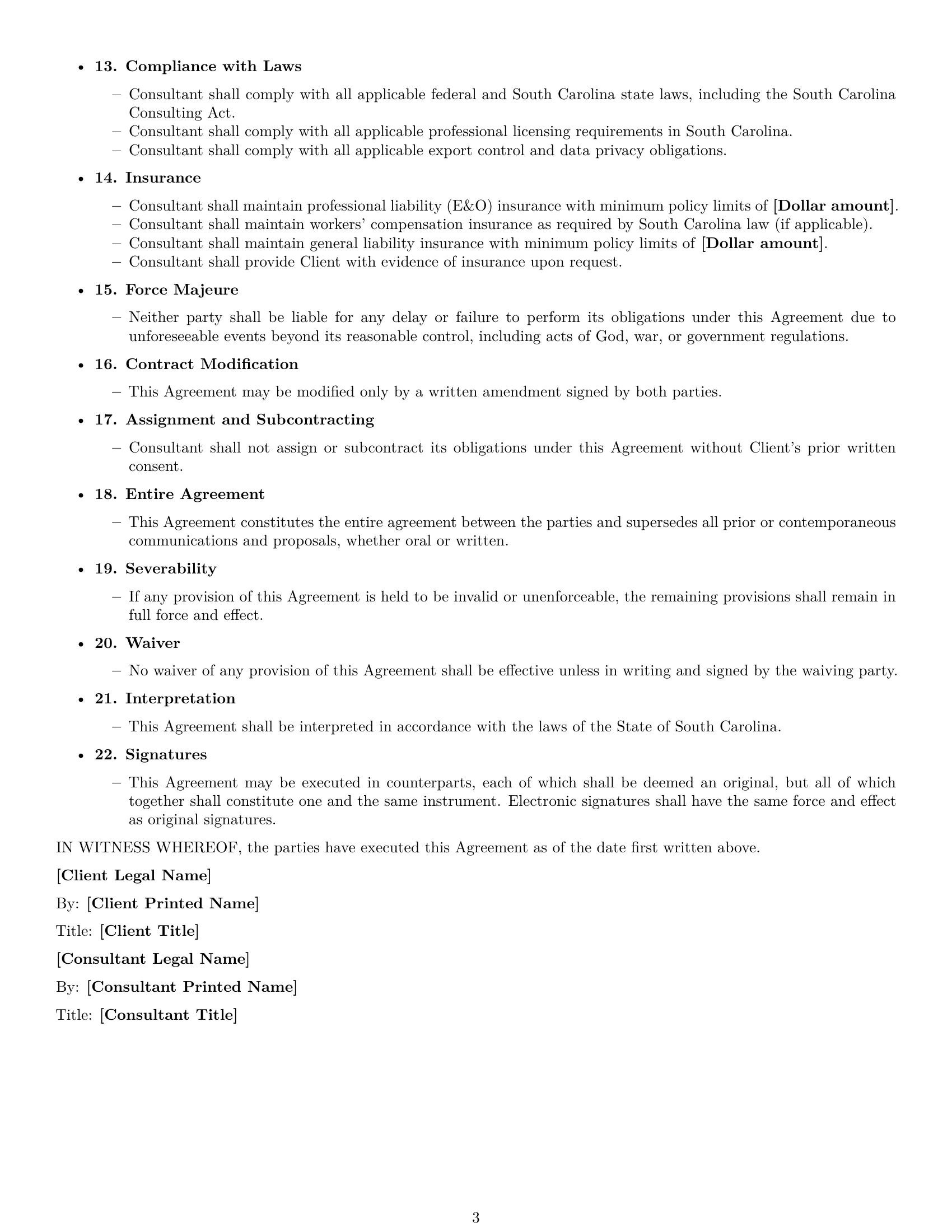 Preview page 3 of Free South Carolina consulting independent contractor agreement template