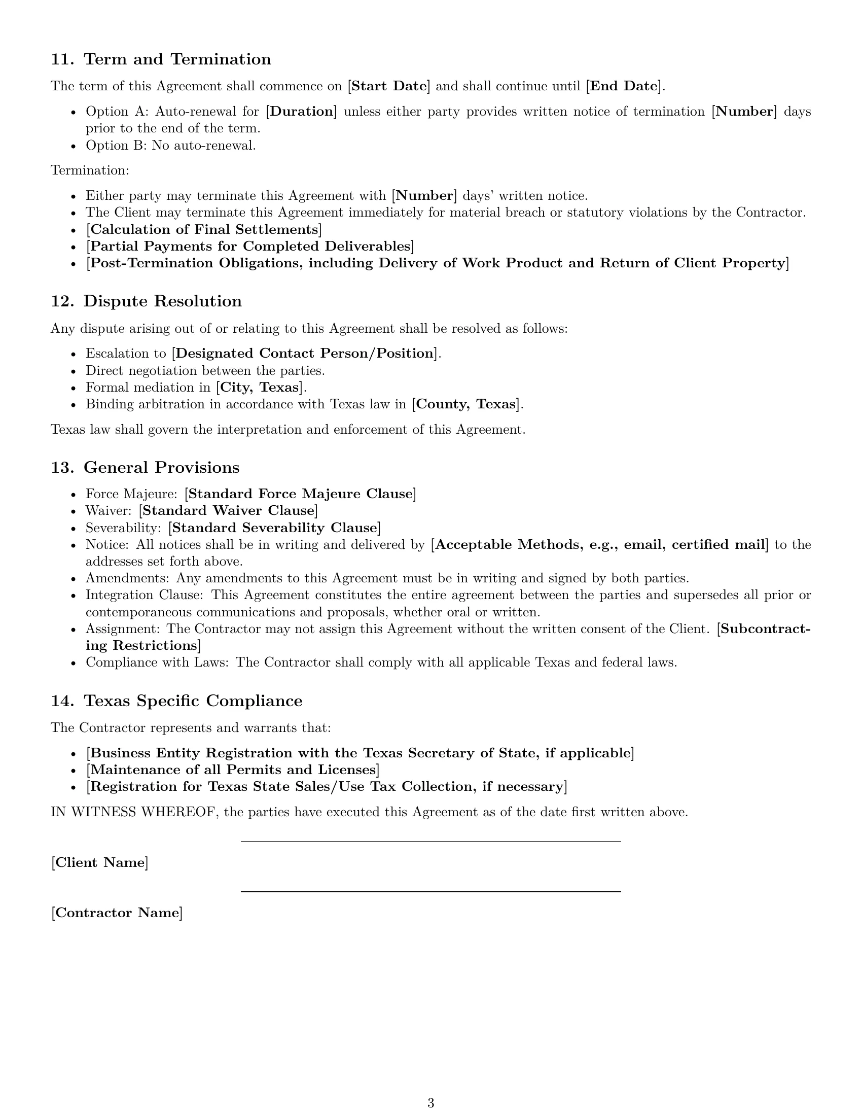 Preview page 3 of Free Texas consulting independent contractor agreement template